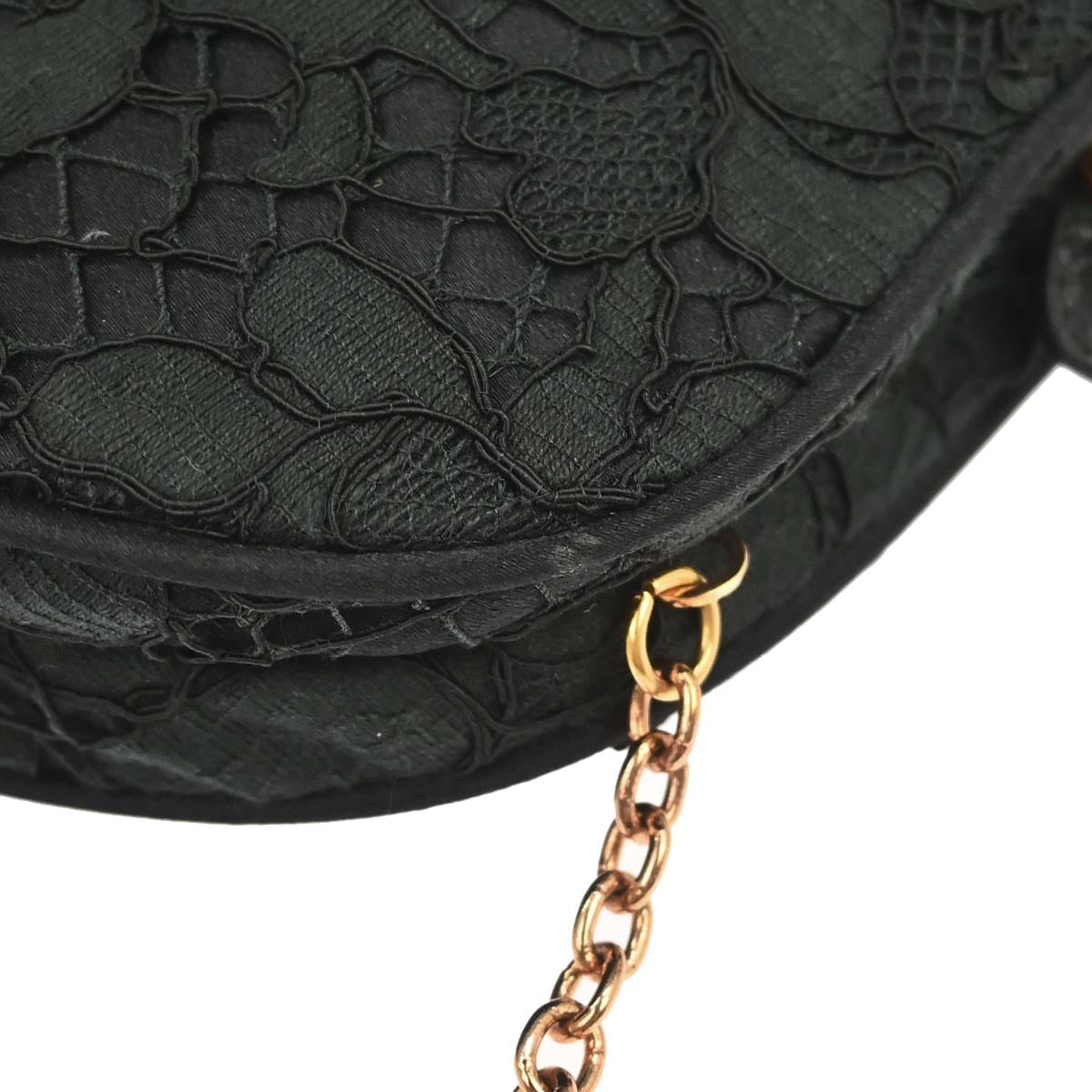 Prada Black Satin Lace Chain Handbag