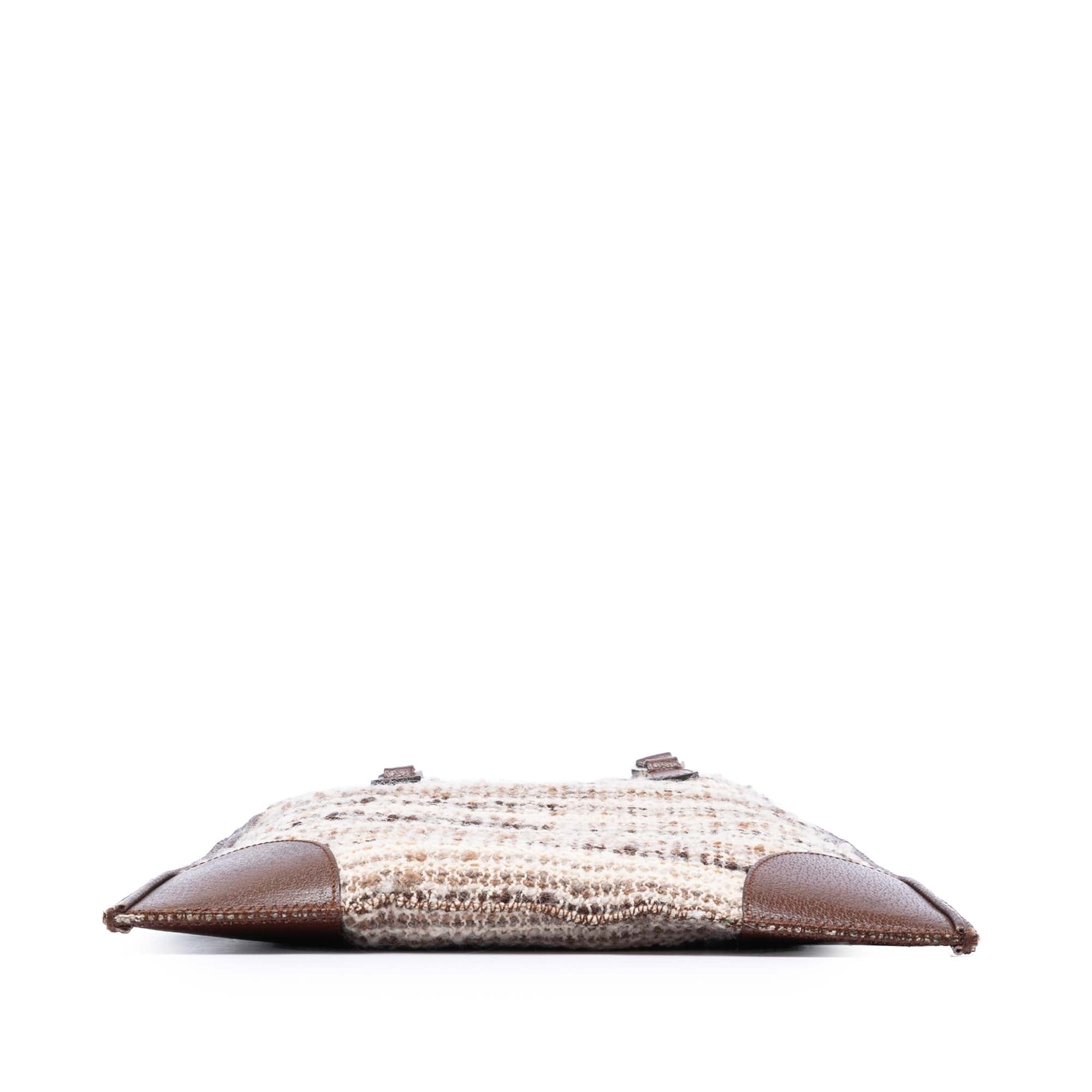 Prada Vitello Trimmed Tweed Flat Tote