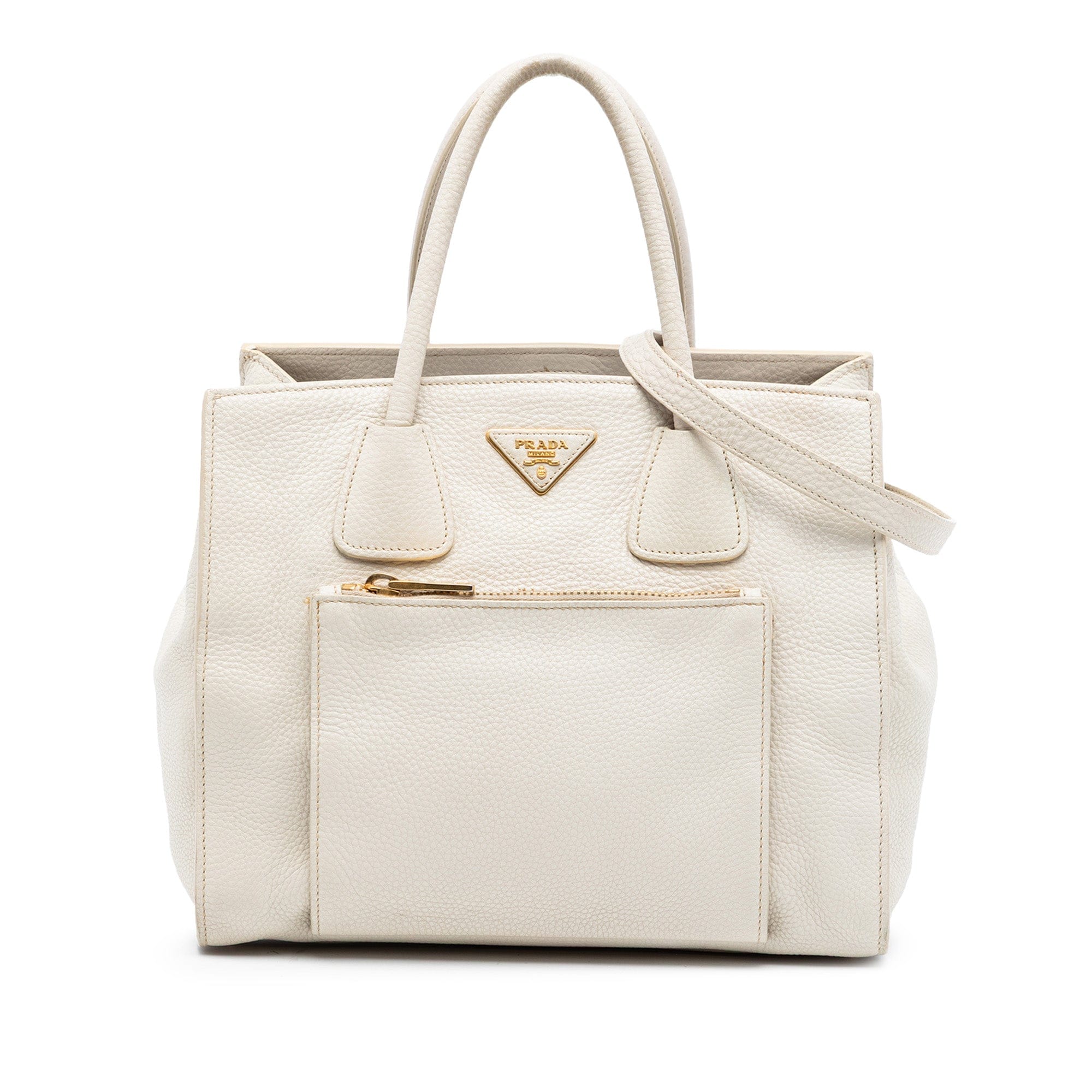 Prada Vitello Daino Front Pocket Open Convertible Tote