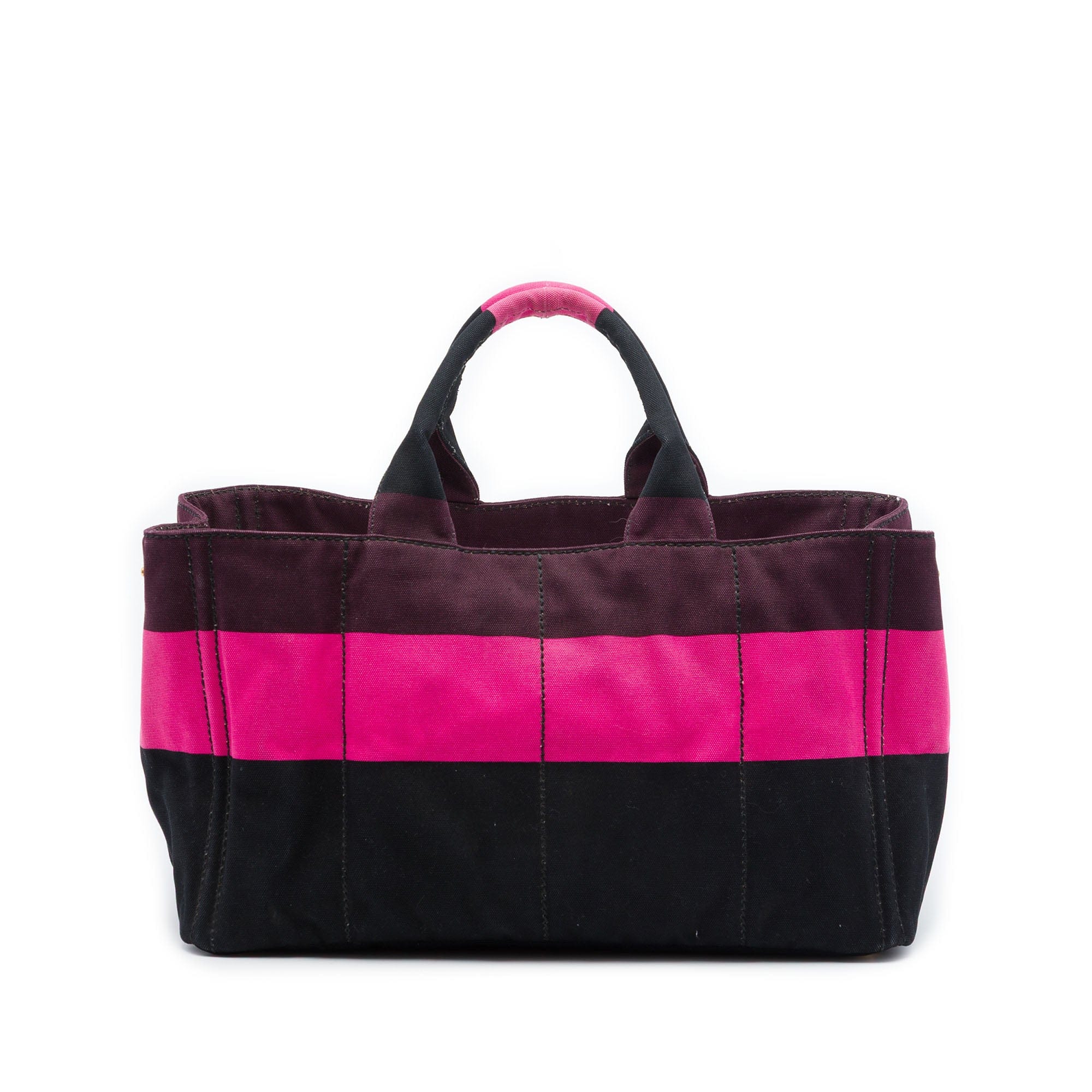 Prada Large Striped Canvas Canapa Tote