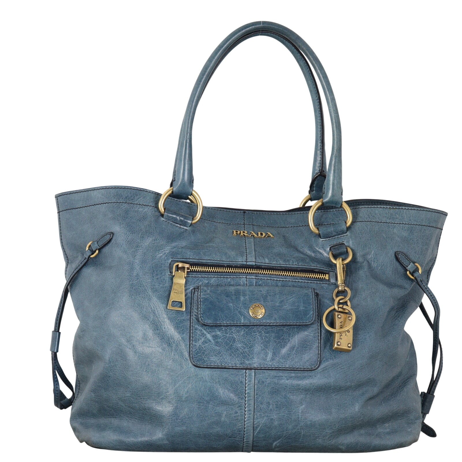 Prada Vitello Shine Front Pocket Tote