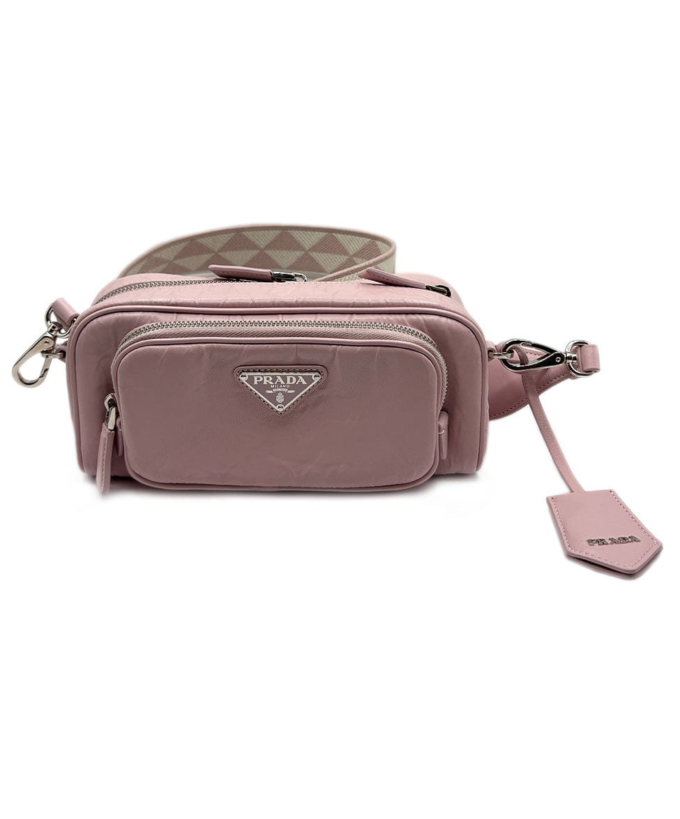 Prada Nappa Antique Multi Pocket Pink Leather Handbag