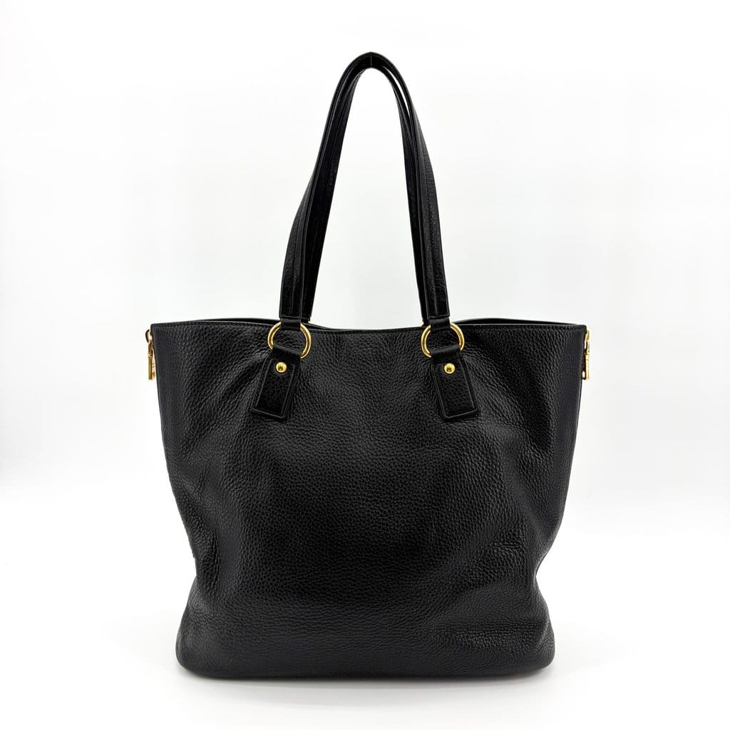 Prada Vitello Phenix Tote Bag Black Gold Hardware