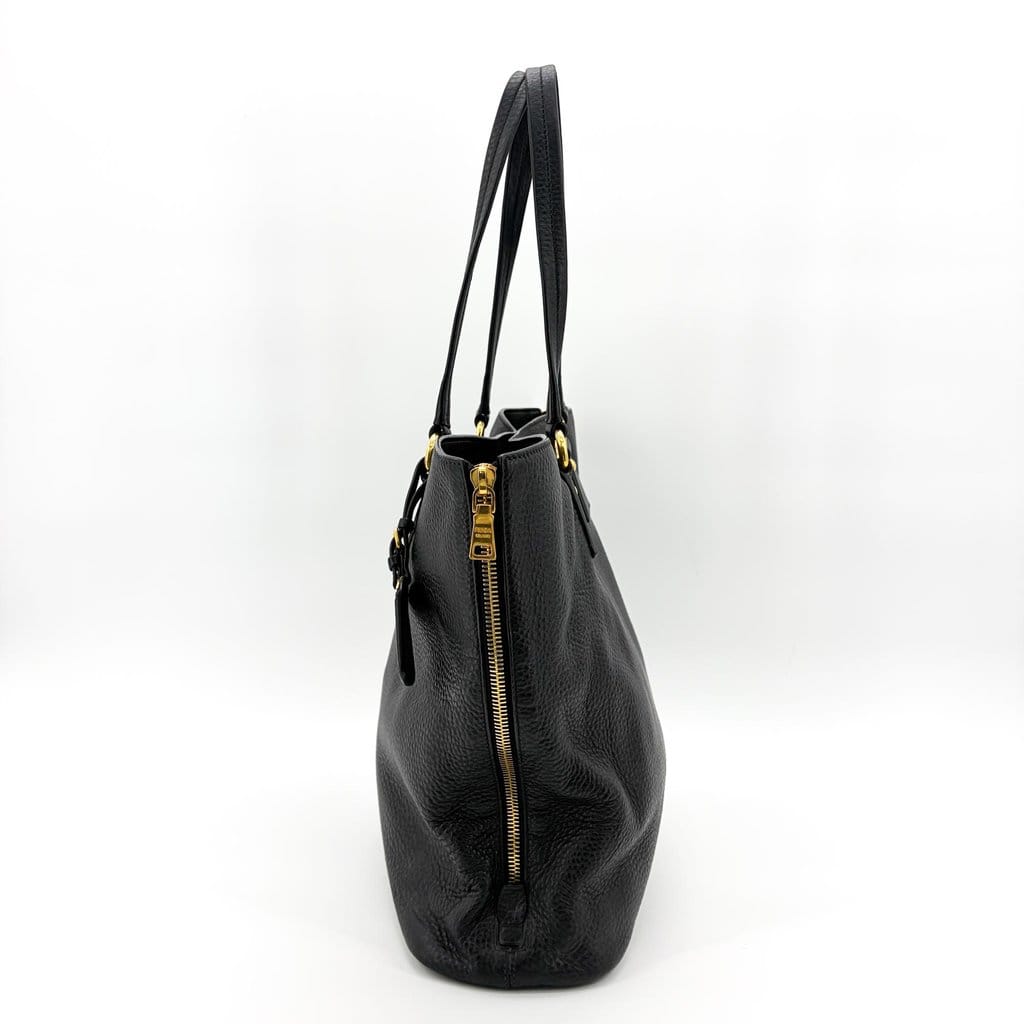 Prada Vitello Phenix Tote Bag Black Gold Hardware