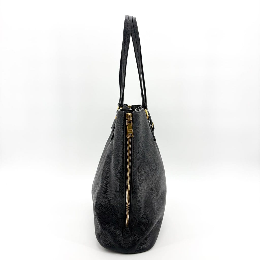 Prada Vitello Phenix Tote Bag Black Gold Hardware