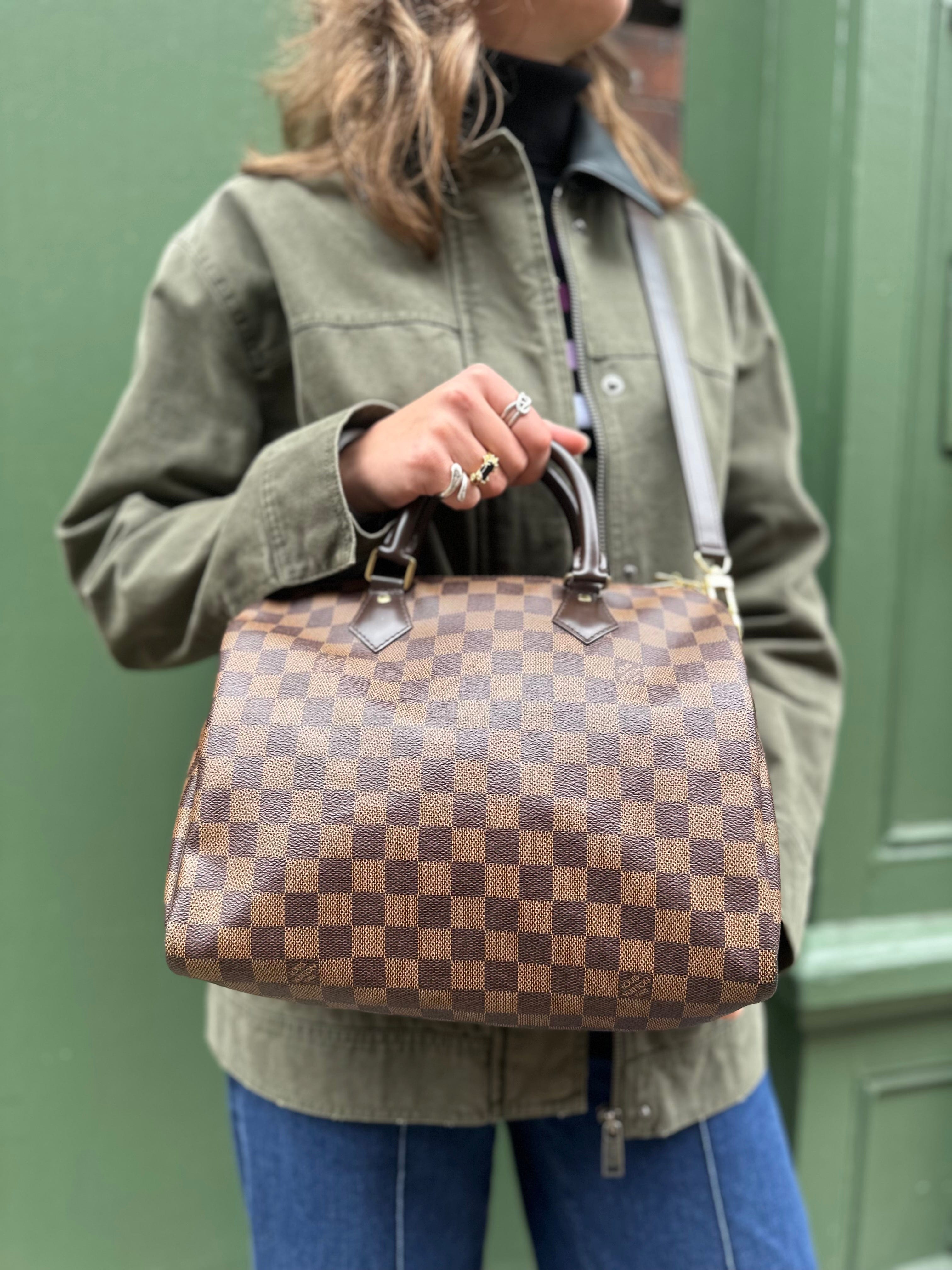 Louis Vuitton Damier Ebene Canvas Speedy 30 Bandouliere