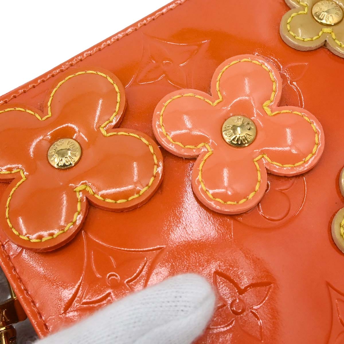 Louis Vuitton Orange Vernis Flower Lexington Handbag M92247