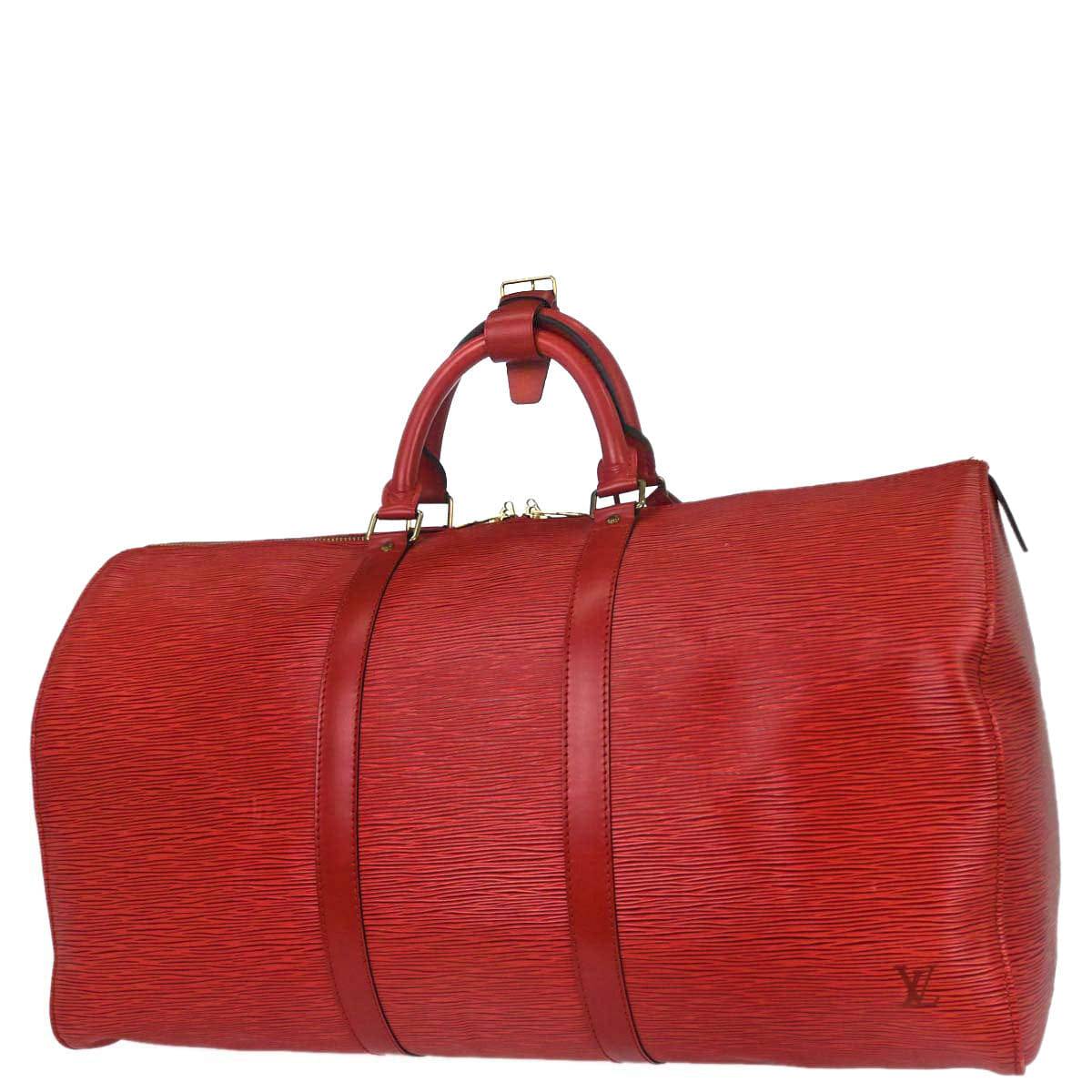 Louis Vuitton Red Epi Keepall 50 Travel Handbag M42967