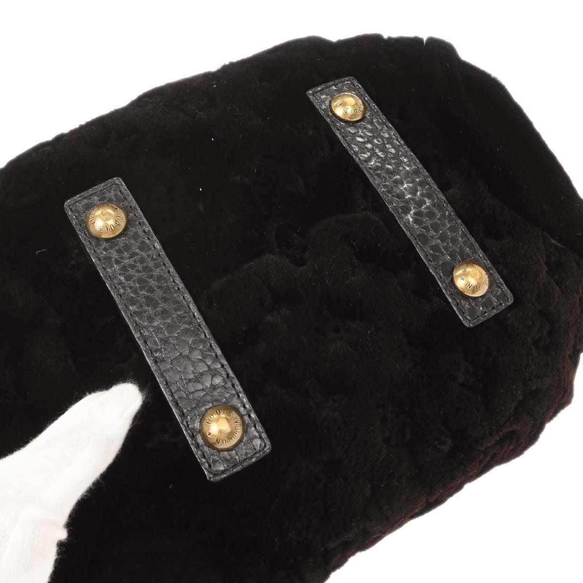 Louis Vuitton 2005 Brown Mink Fur Demi - lune Cabochons Handbag M95080