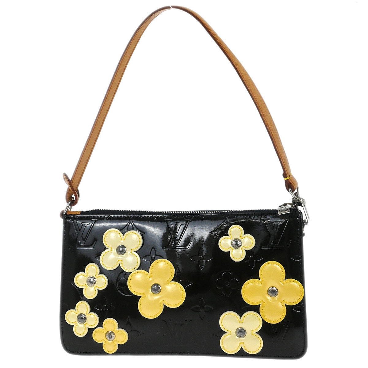 Louis Vuitton 2001 Black Vernis Flower Lexington Handbag M92245
