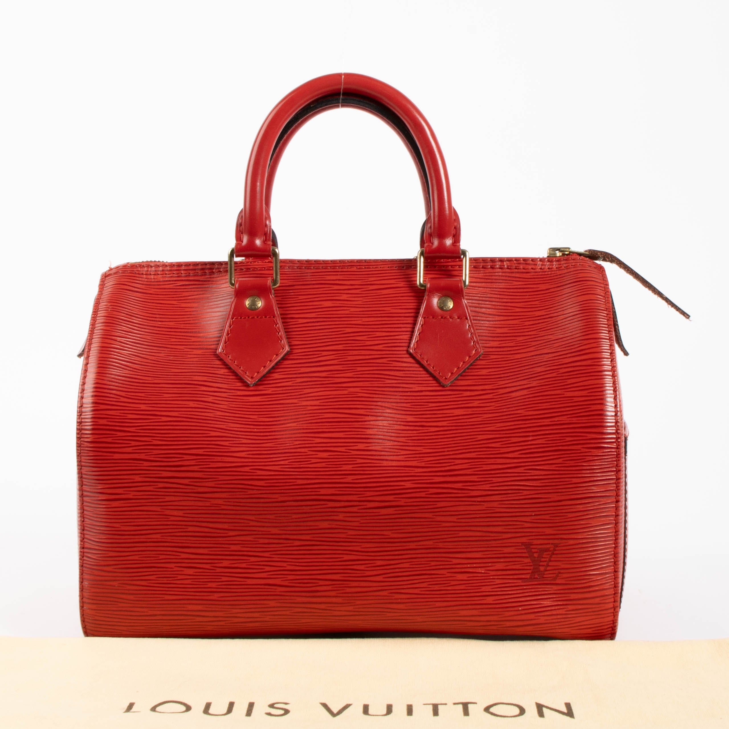Louis Vuitton Red Epi Speedy 25 Bag