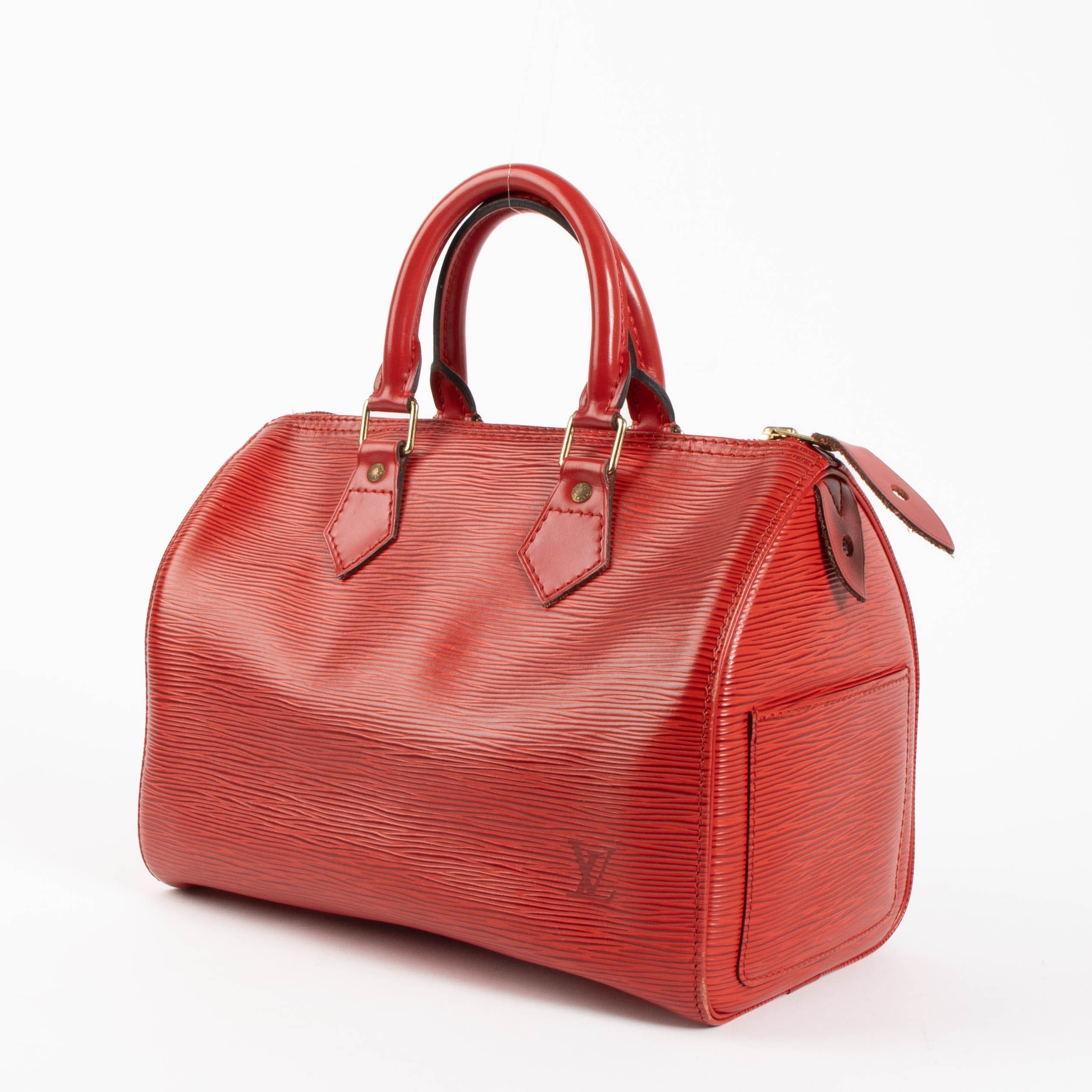 Louis Vuitton Red Epi Speedy 25 Bag
