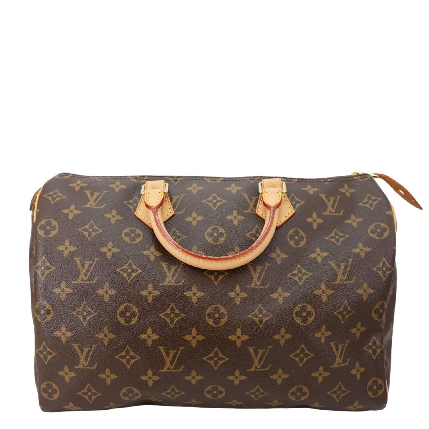 LOUIS VUITTON Speedy 35 Monogram Canvas Satchel Bag Brown