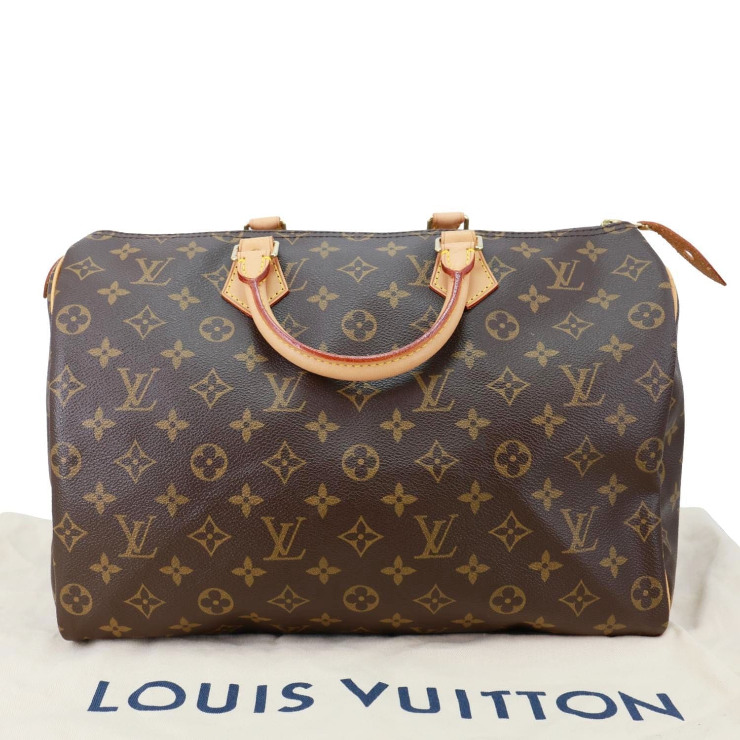LOUIS VUITTON Speedy 35 Monogram Canvas Satchel Bag Brown
