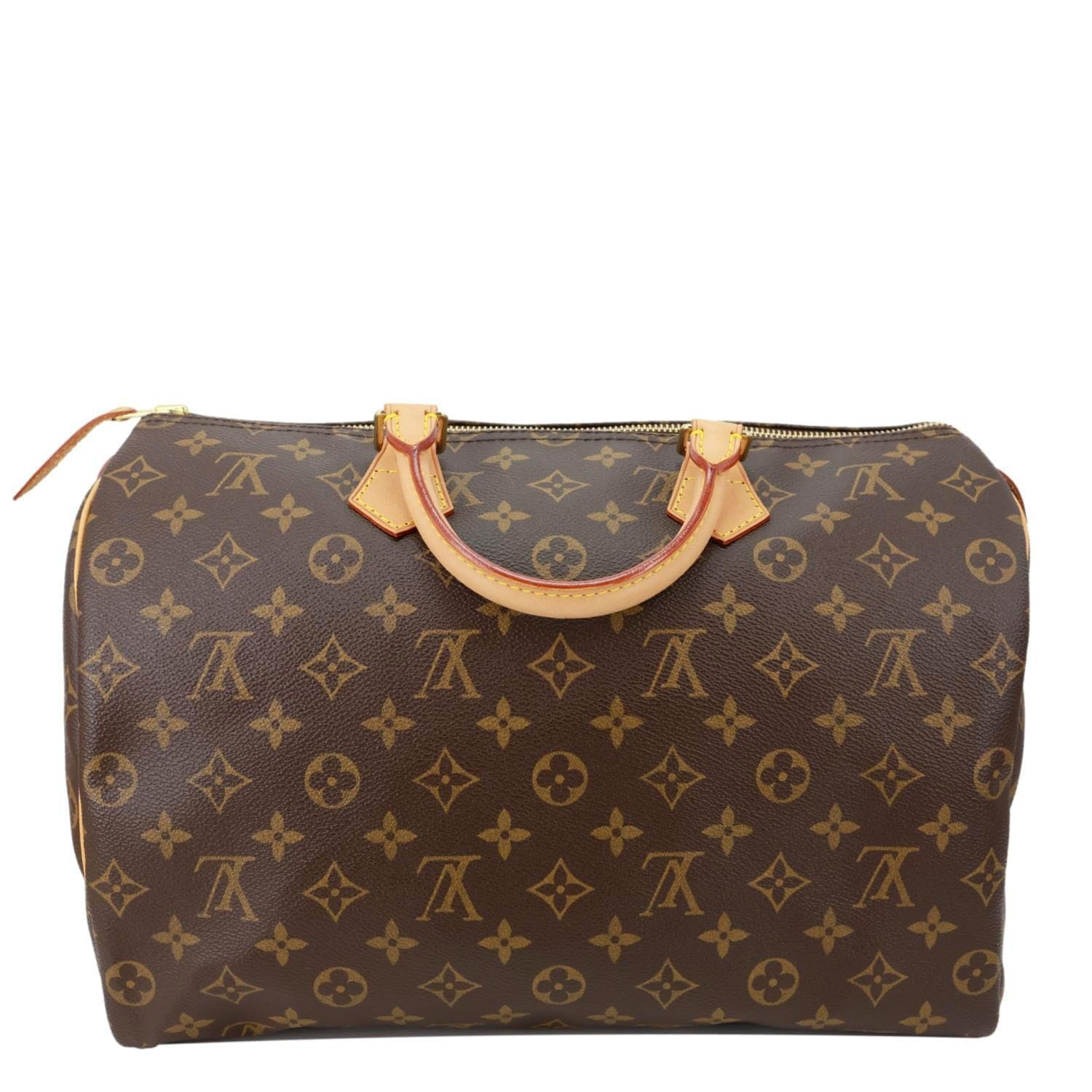 LOUIS VUITTON Speedy 35 Monogram Canvas Satchel Bag Brown
