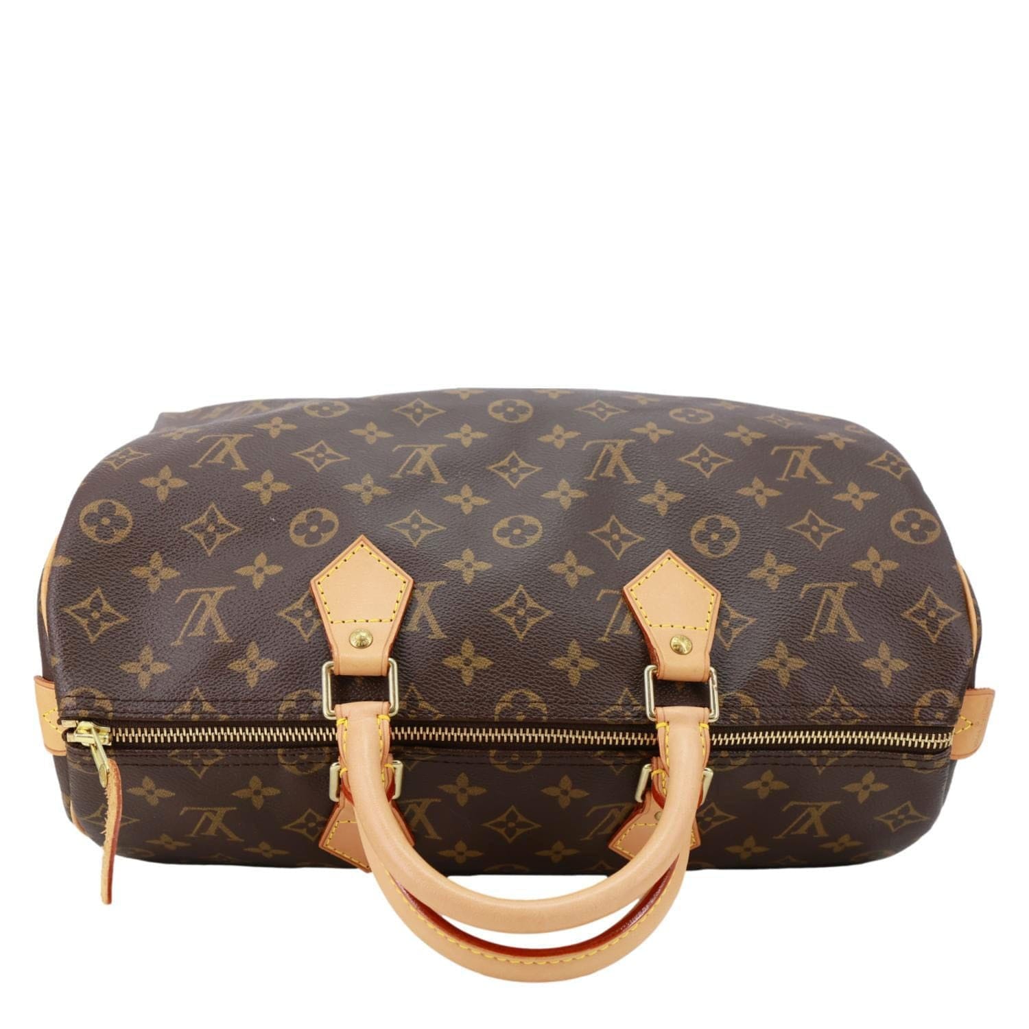 LOUIS VUITTON Speedy 35 Monogram Canvas Satchel Bag Brown