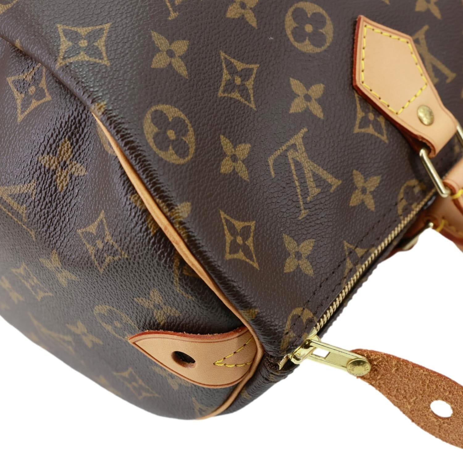 LOUIS VUITTON Speedy 35 Monogram Canvas Satchel Bag Brown