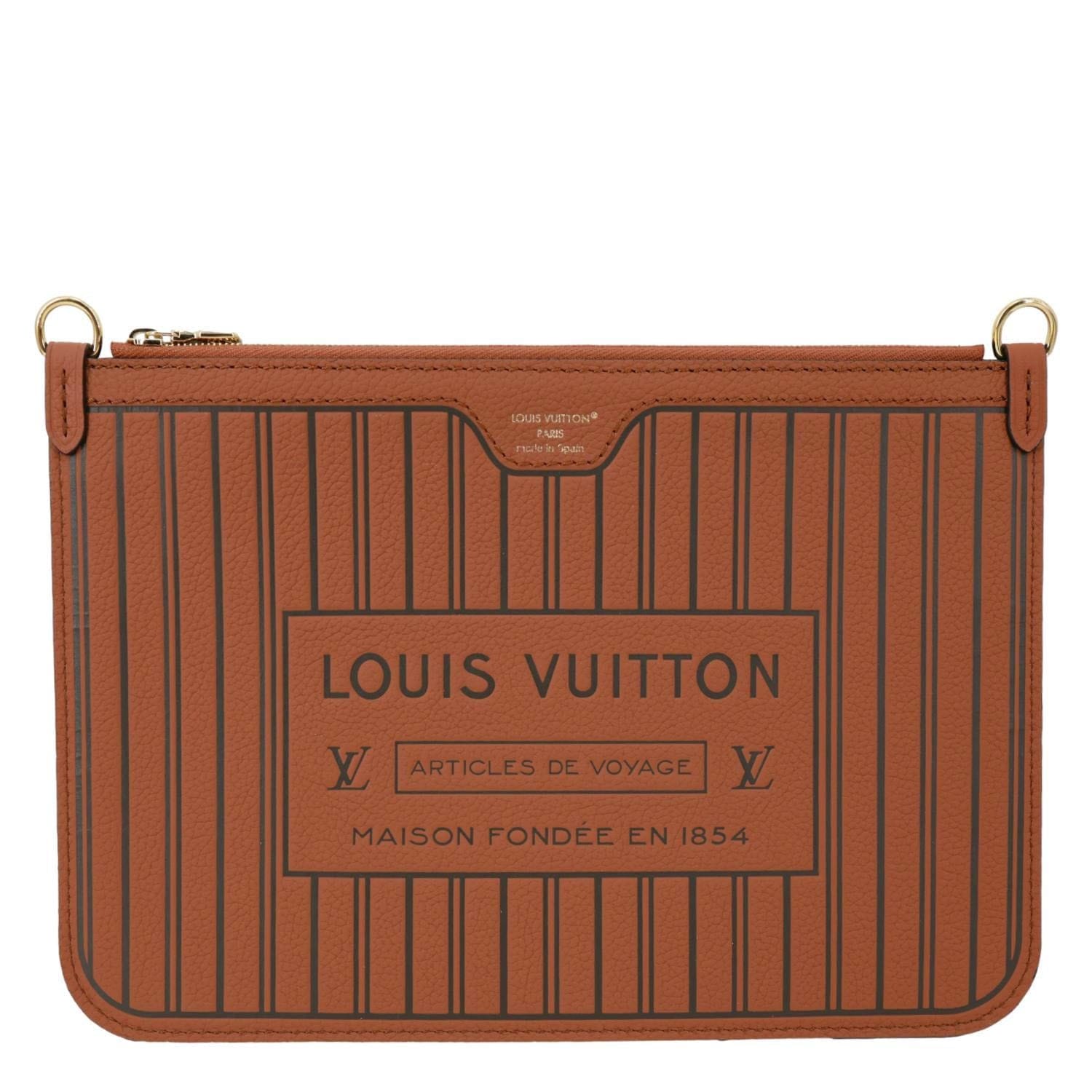 LOUIS VUITTON Neverfull Inside Out MM Calfskin Leather Pochette Brown