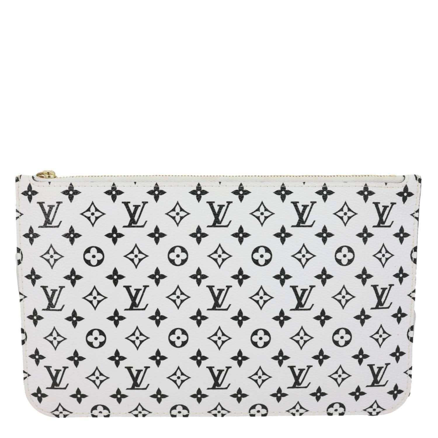 LOUIS VUITTON Neverfull Pochette Monogram Canvas Wristlet White