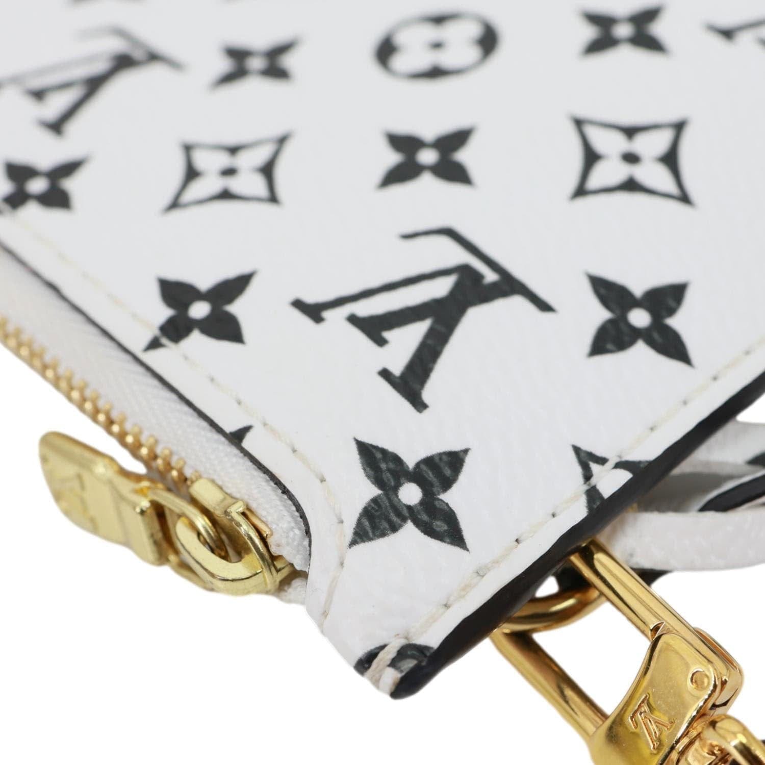 LOUIS VUITTON Neverfull Pochette Monogram Canvas Wristlet White