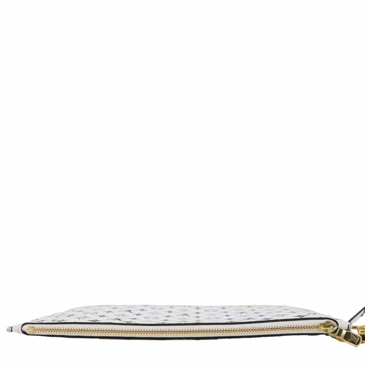 LOUIS VUITTON Neverfull Pochette Monogram Canvas Wristlet White