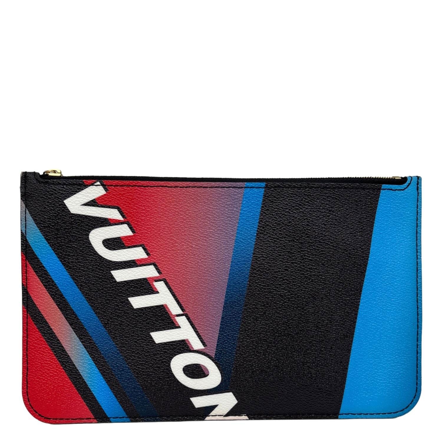 LOUIS VUITTON Race Neverfull MM Pochette Damier Canvas Wristlet Black