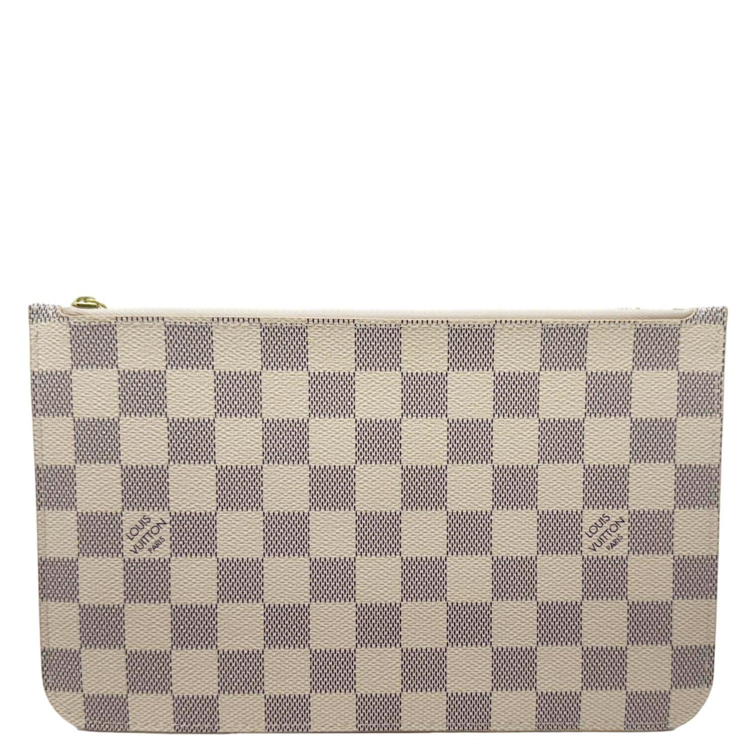 LOUIS VUITTON Neverfull Damier Azur Pochette Wristlet White