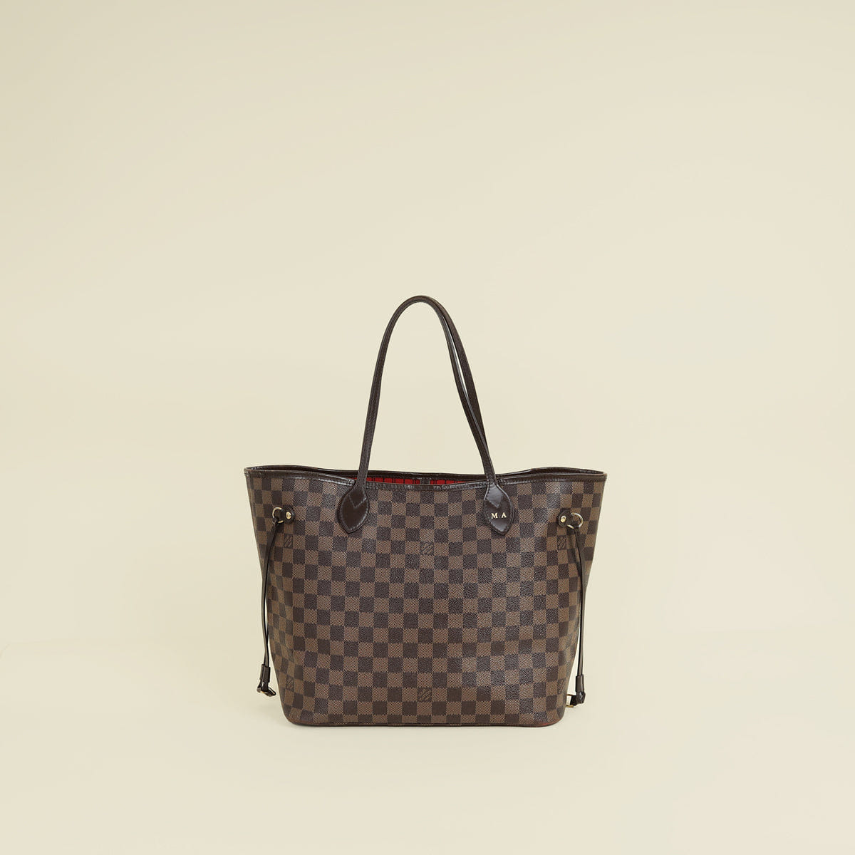 Louis Vuitton Damier Ebene Neverfull MM Bag W/ MA Initial