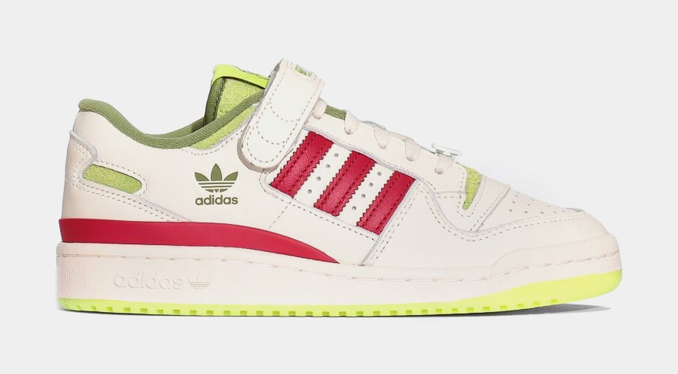 adidas Forum Low The Grinch Grade School Lifestyle Shoes (Cream White/Collegiate Red)