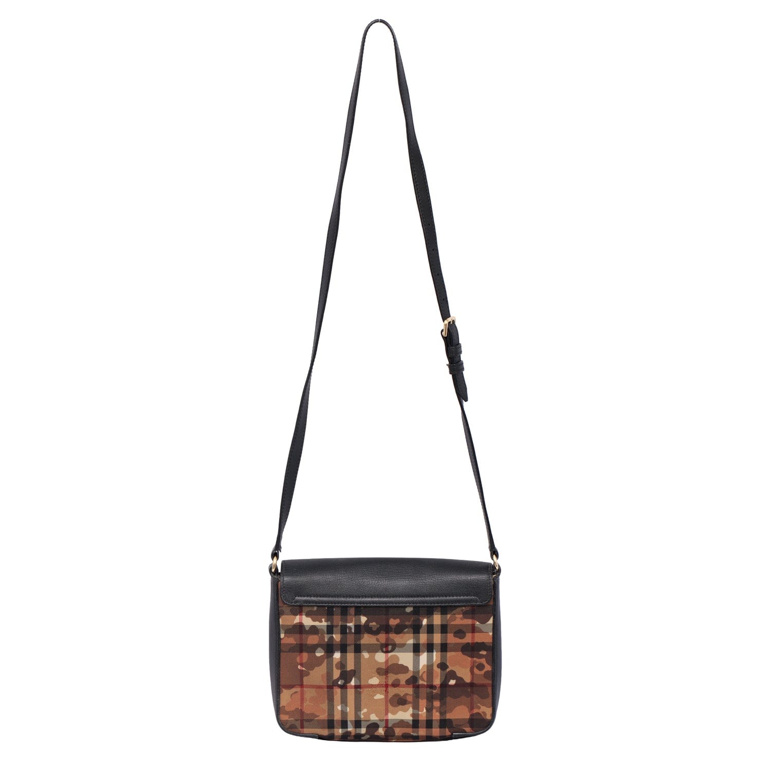 BURBERRY DICKENS CAMO PRINT HORSEFERRY CHECK CANVAS CROSSBODY BAG