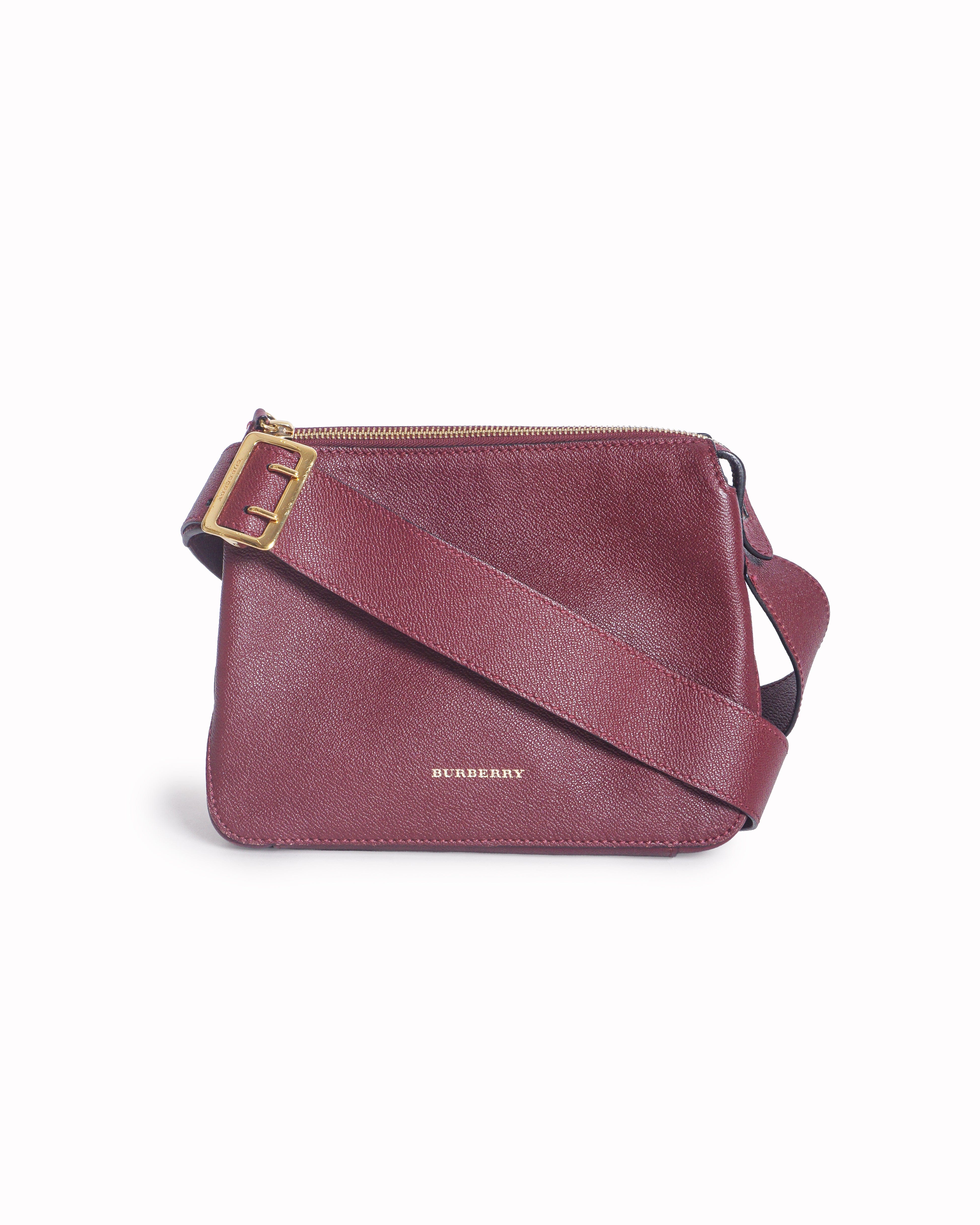 Burberry Helmsley Burgundy Leather Crossbody Bag