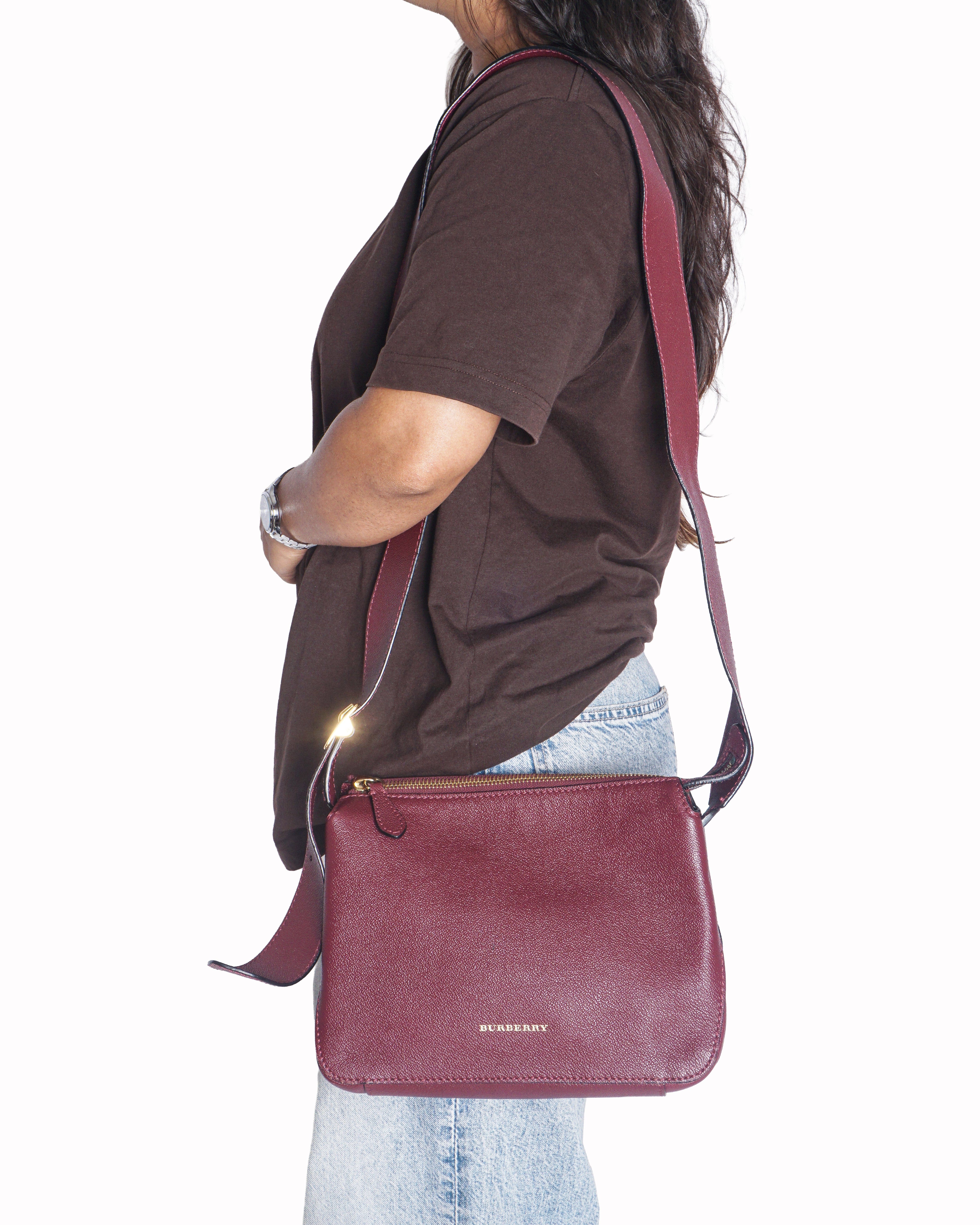 Burberry Helmsley Burgundy Leather Crossbody Bag