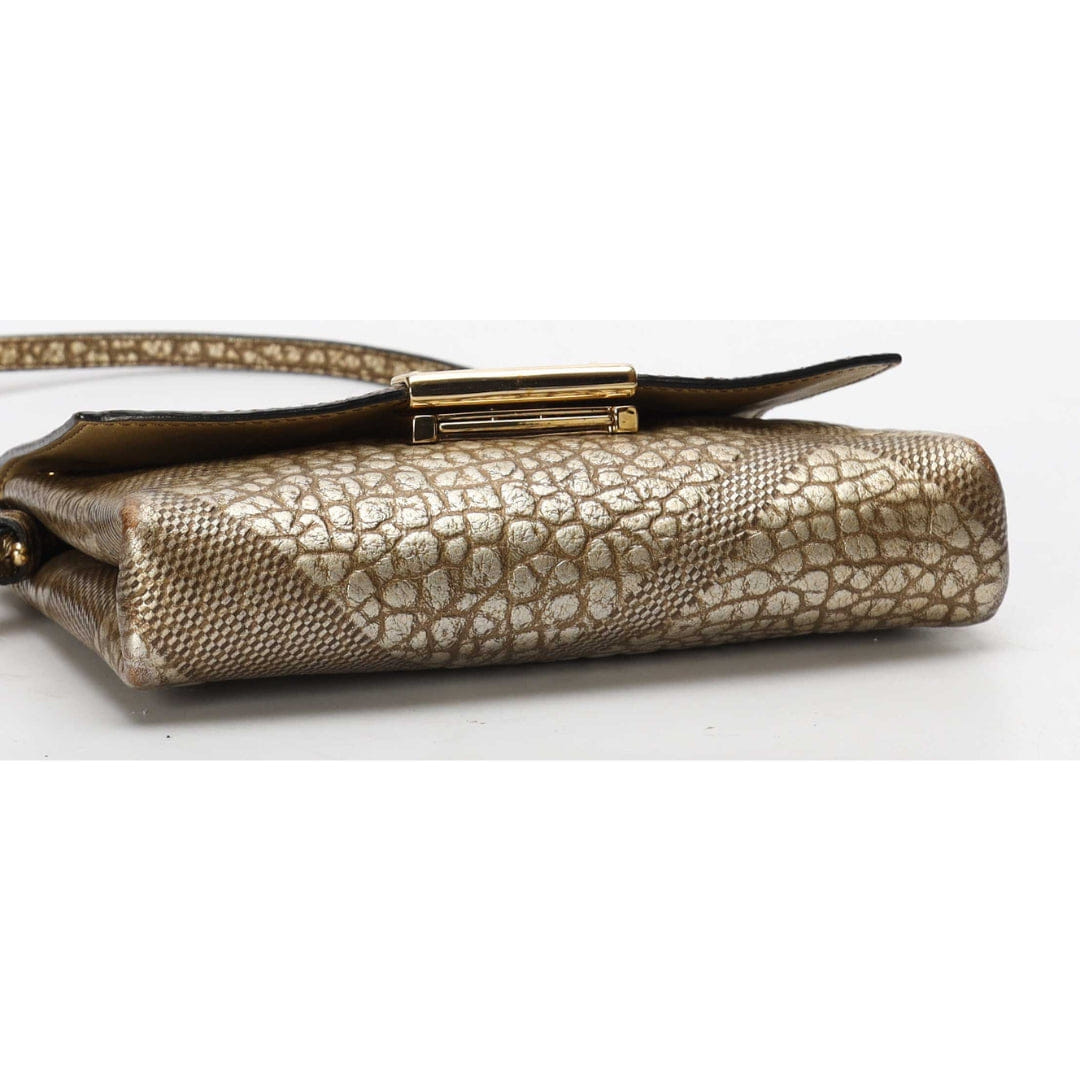 Burberry Gold Embossed Flap Crossbody Bag