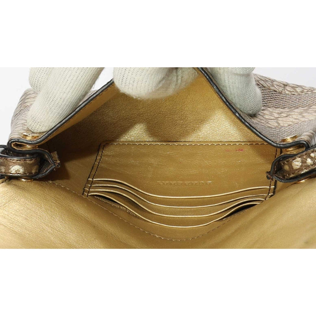 Burberry Gold Embossed Flap Crossbody Bag