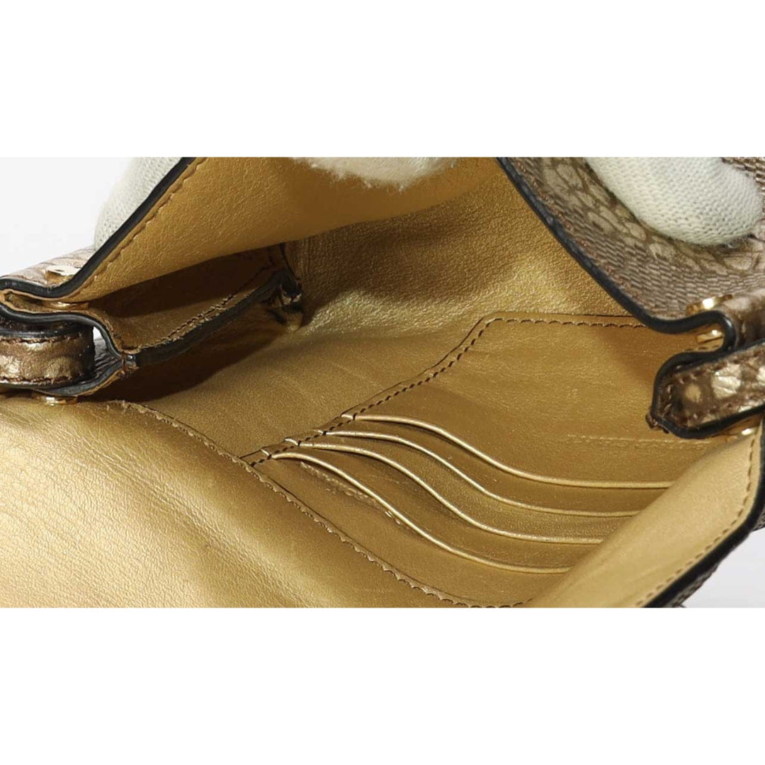 Burberry Gold Embossed Flap Crossbody Bag