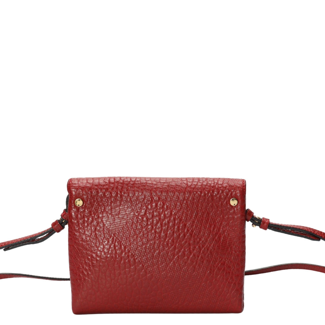 Burberry Red Embossed Langley Crossbody Bag