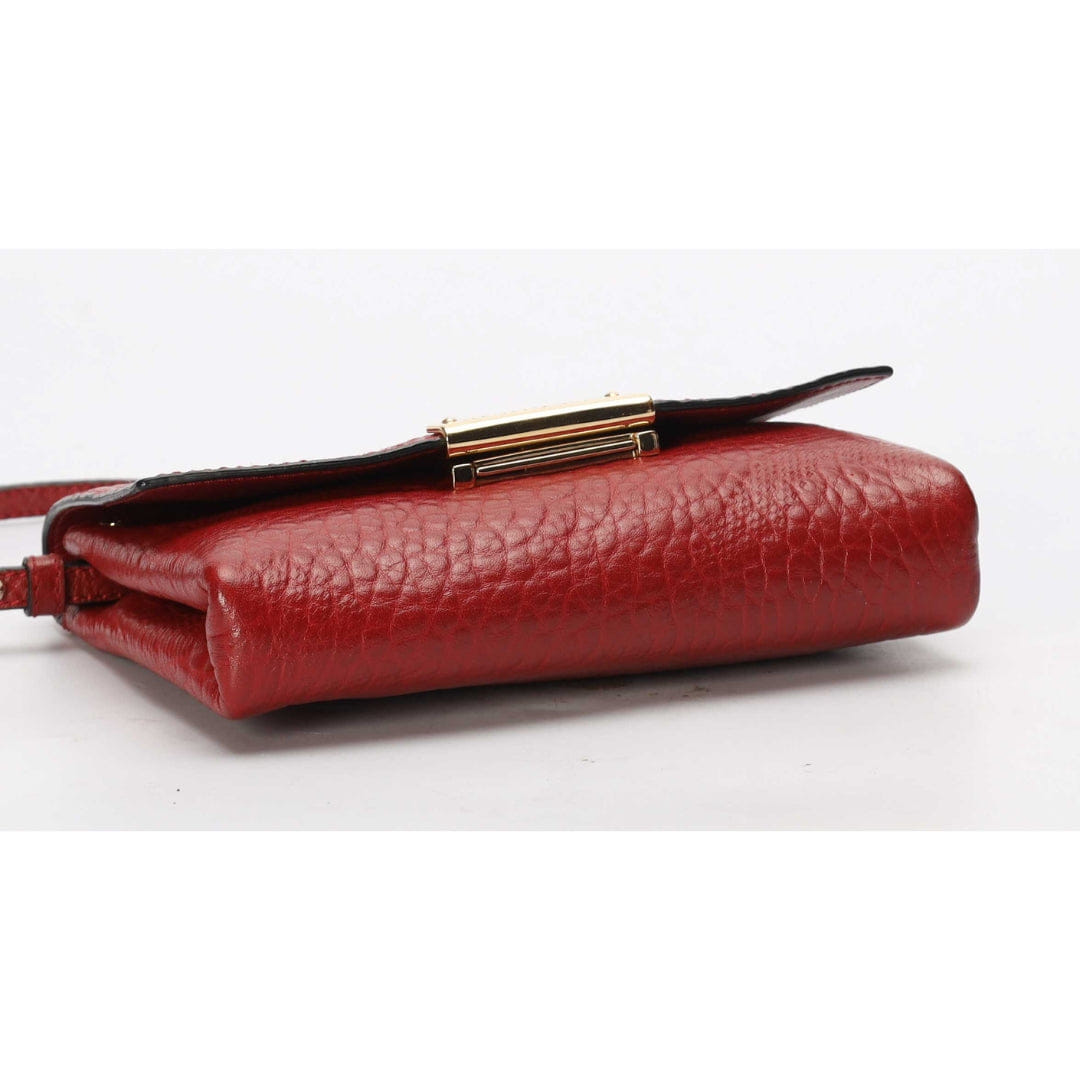 Burberry Red Embossed Langley Crossbody Bag