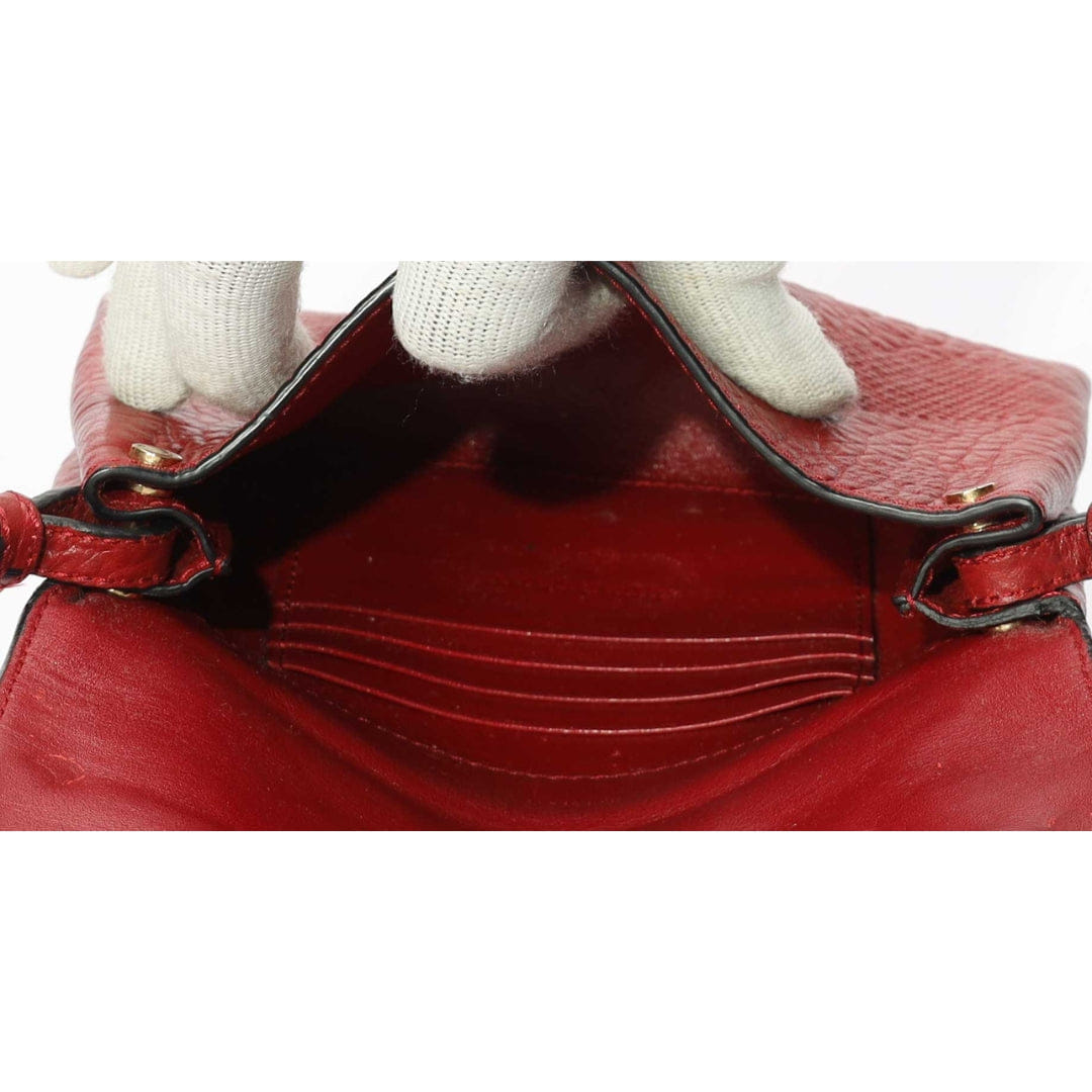 Burberry Red Embossed Langley Crossbody Bag