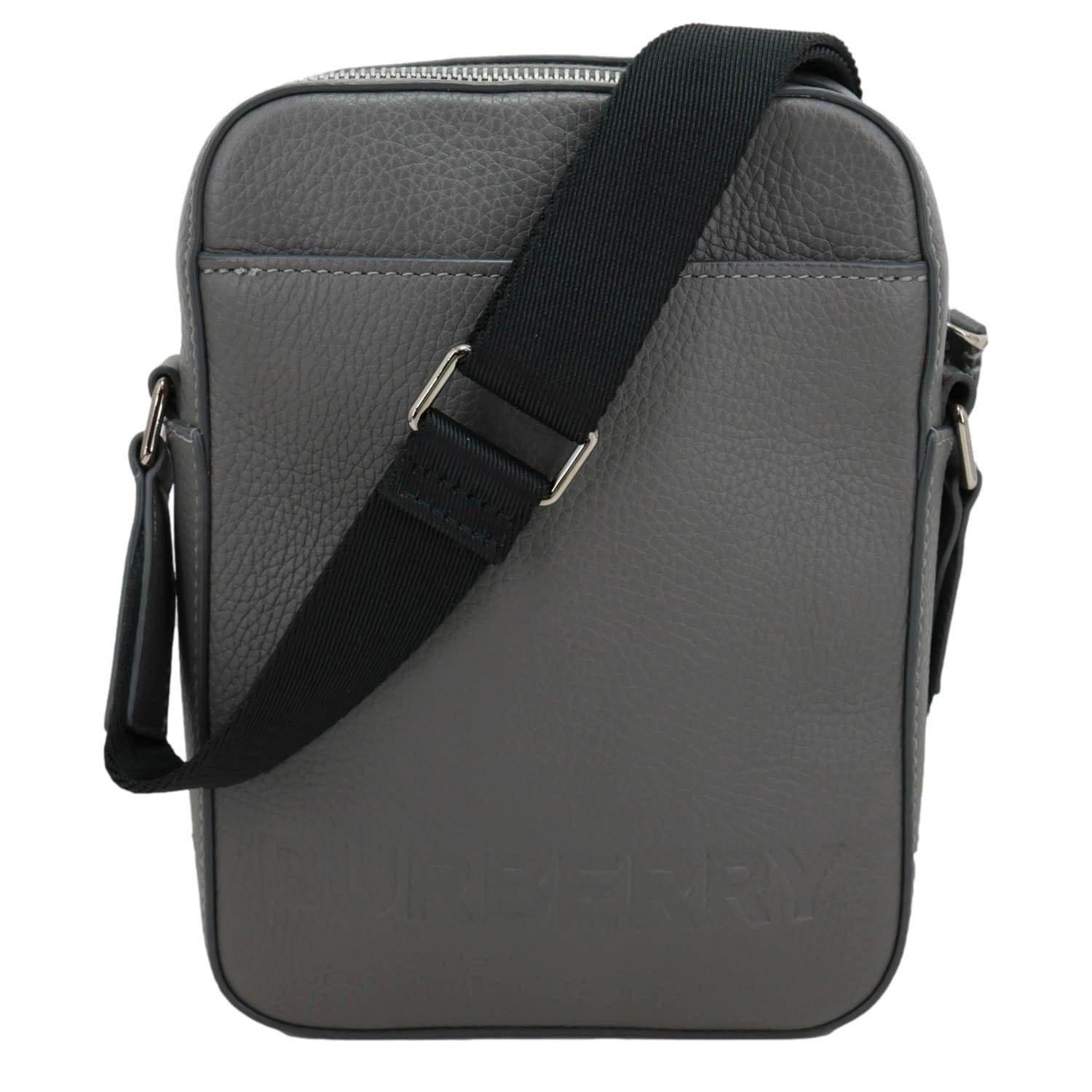 BURBERRY Thornton Small Embossed Leather Crossbody Bag Grey