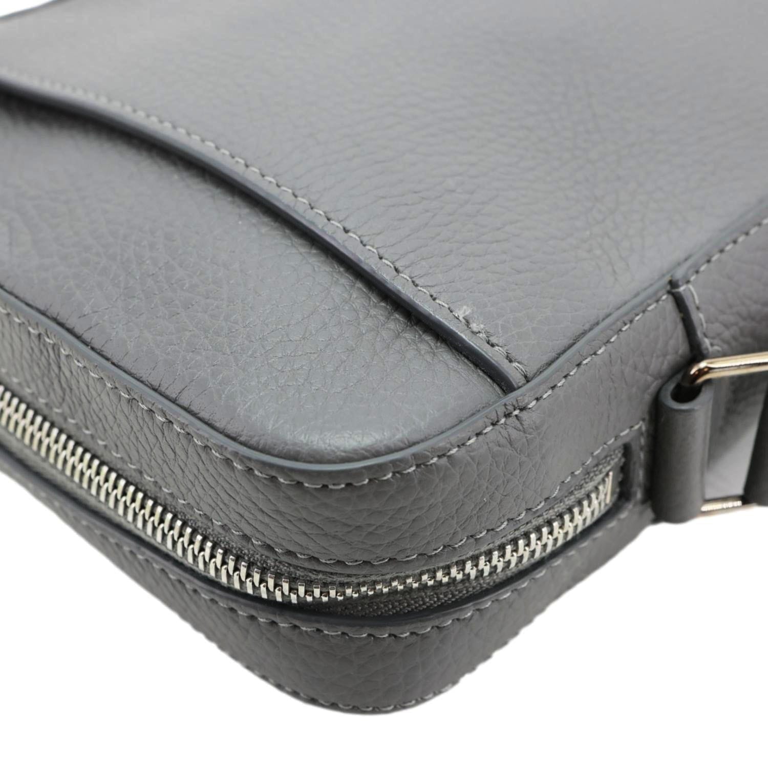 BURBERRY Thornton Small Embossed Leather Crossbody Bag Grey