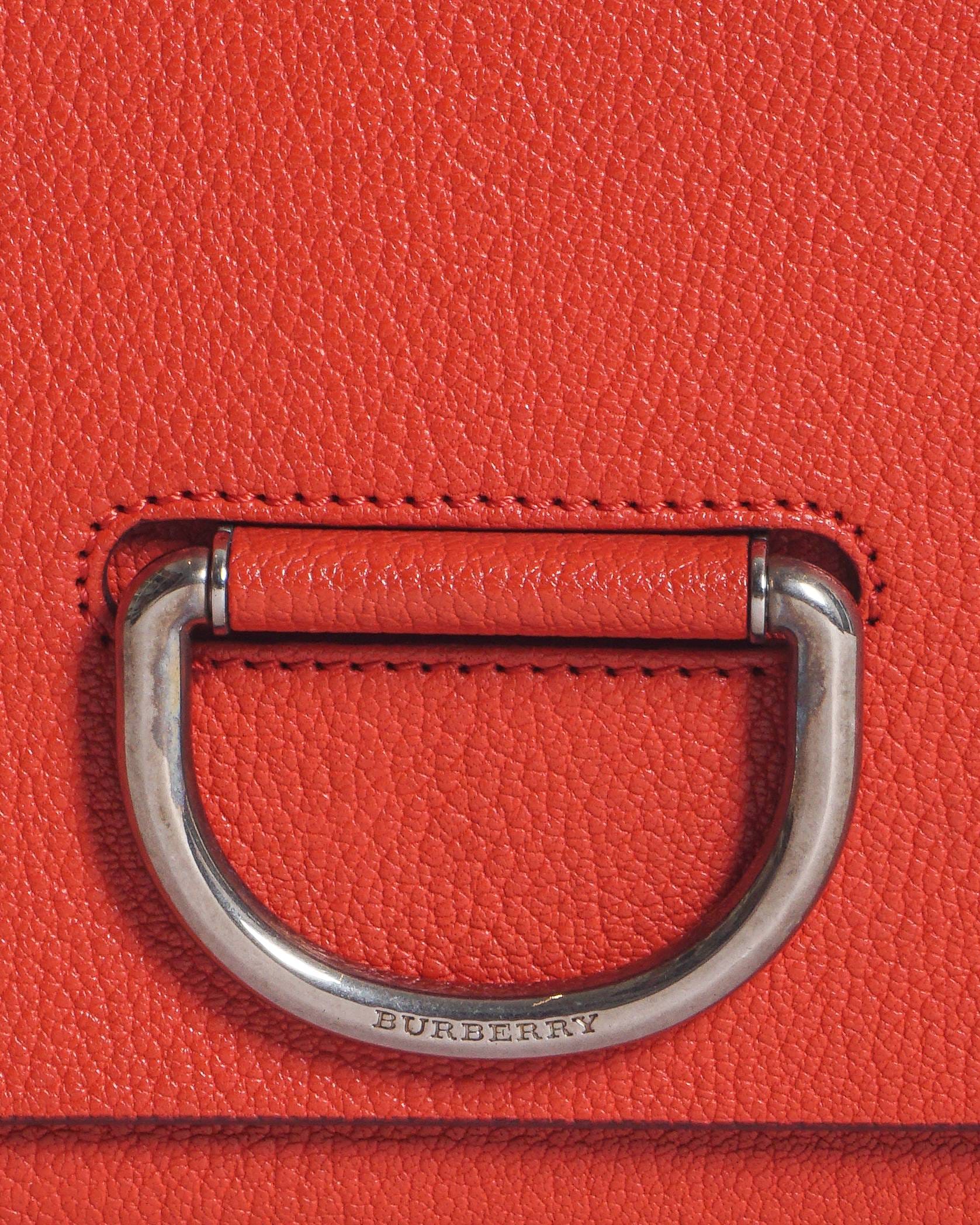 Burberry Coral Red Grained Leather Small D - Ring Crossbody Bag