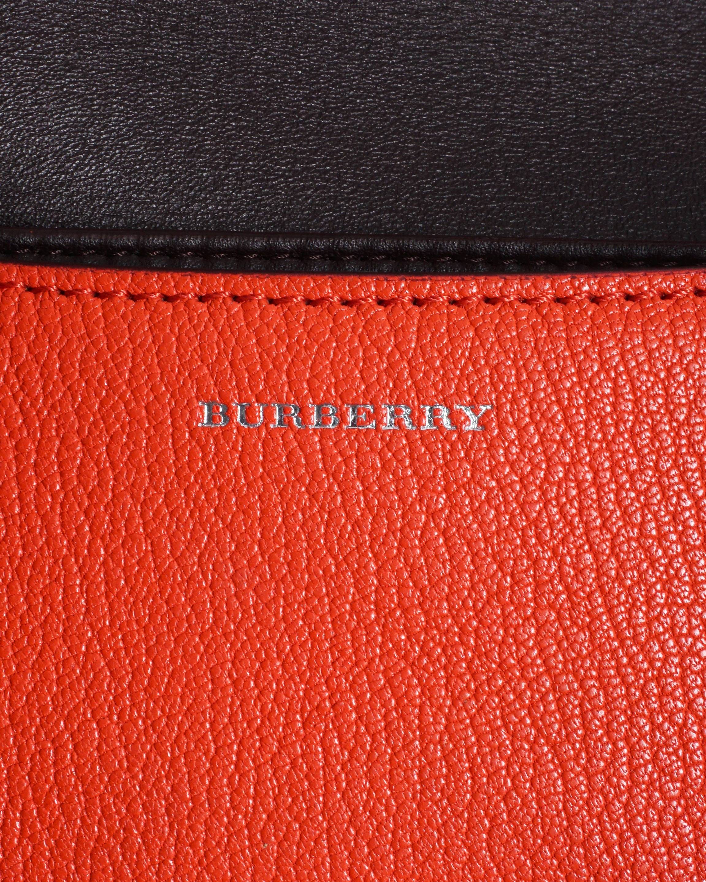 Burberry Coral Red Grained Leather Small D - Ring Crossbody Bag