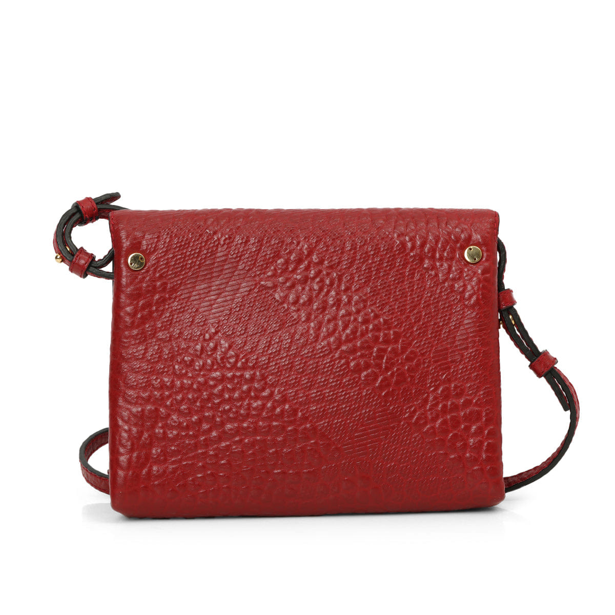 Burberry Military Red Embossed Langley Small Crossbody Bag