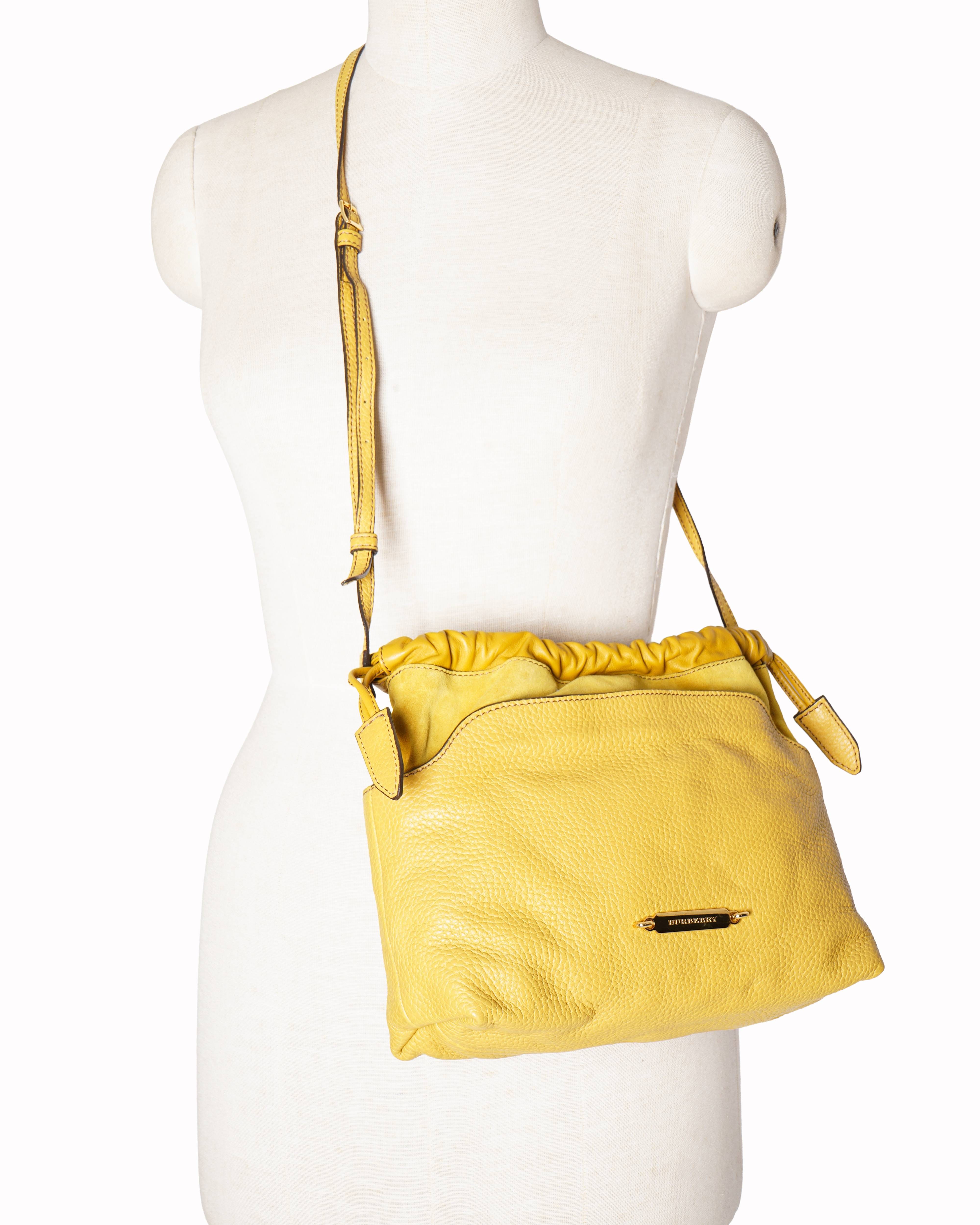 Burberry New Burberry Little Crush Leather Crossbody Bag In Yellow