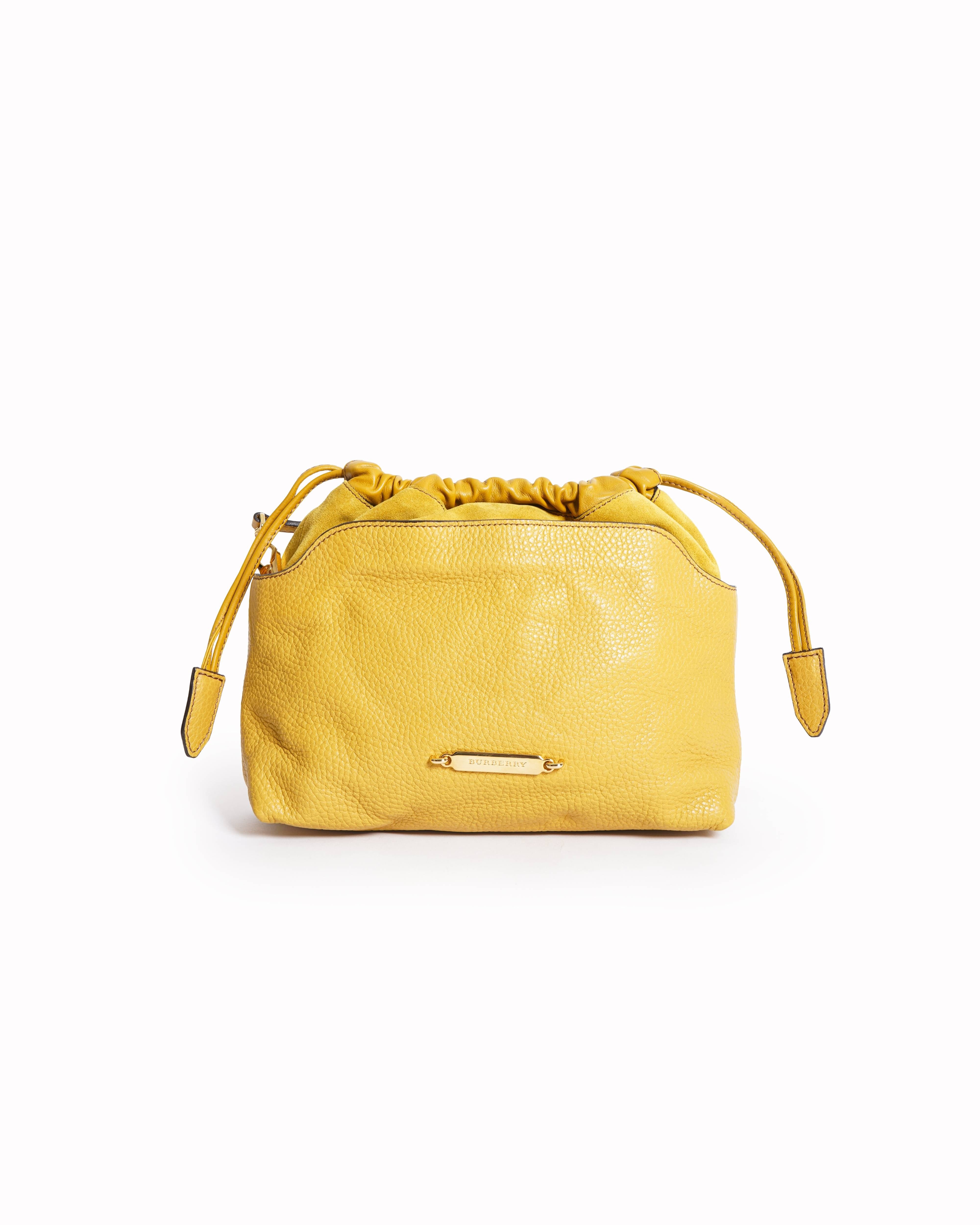 Burberry New Burberry Little Crush Leather Crossbody Bag In Yellow
