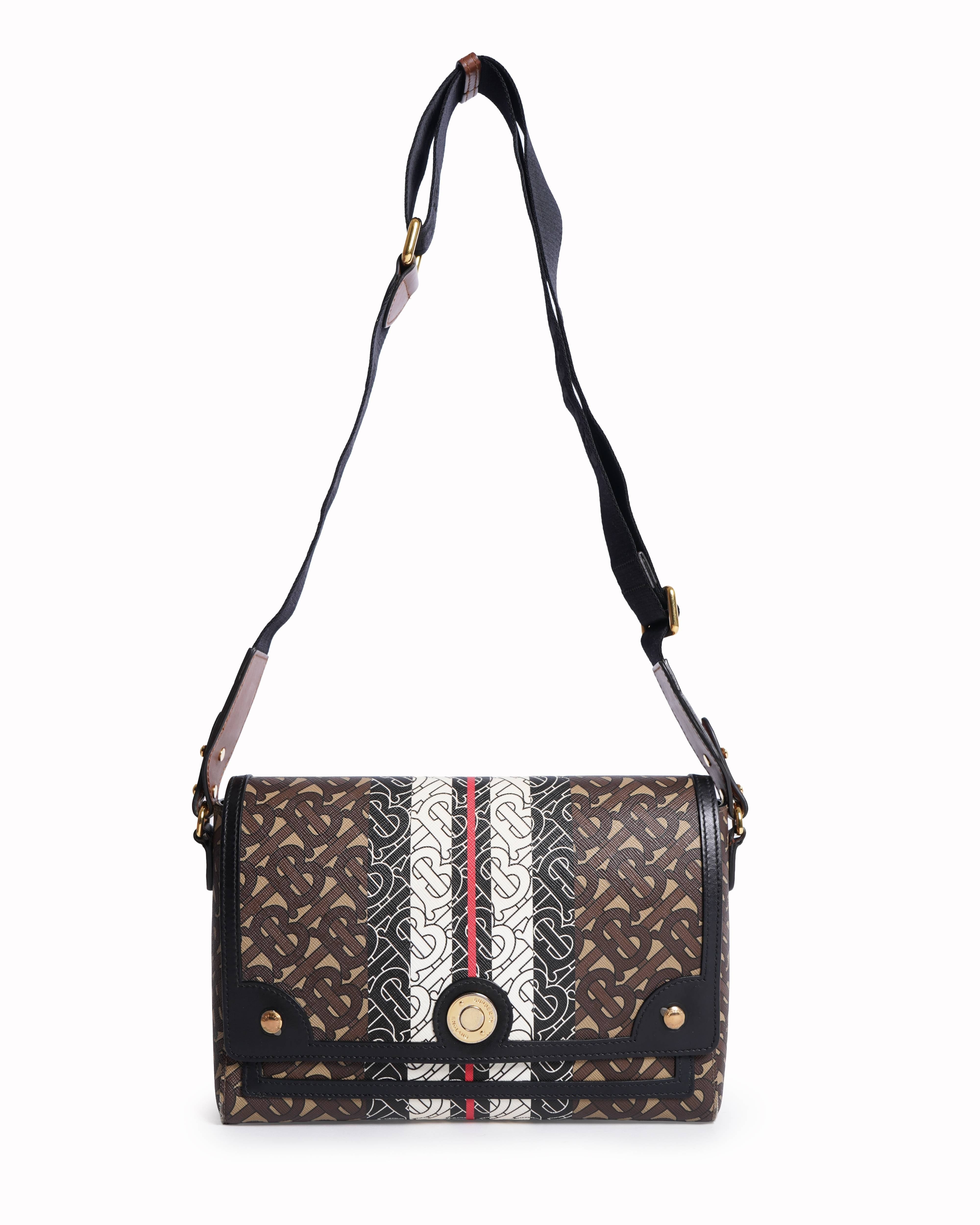 Burberry monogram stripe E - Canvas note crossbody bag