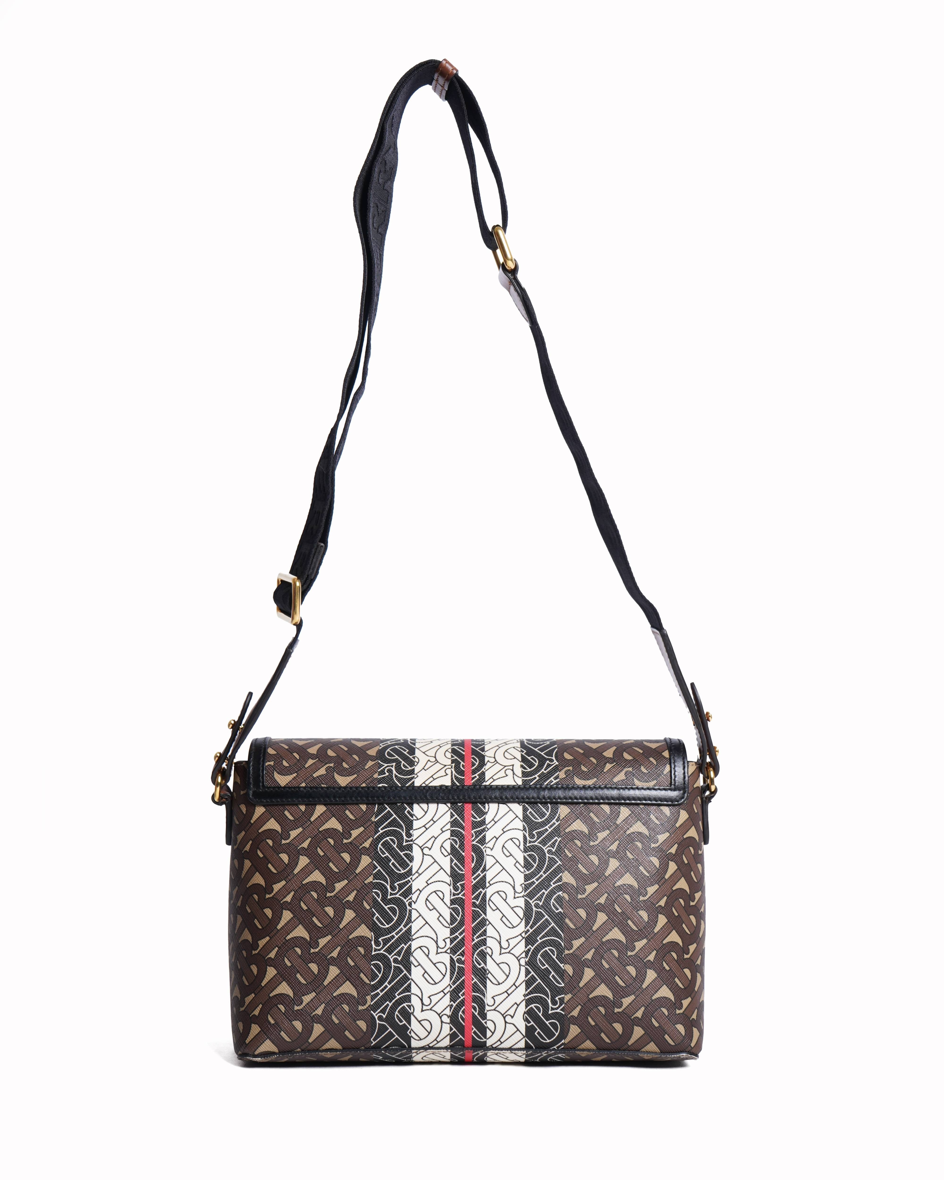 Burberry monogram stripe E - Canvas note crossbody bag