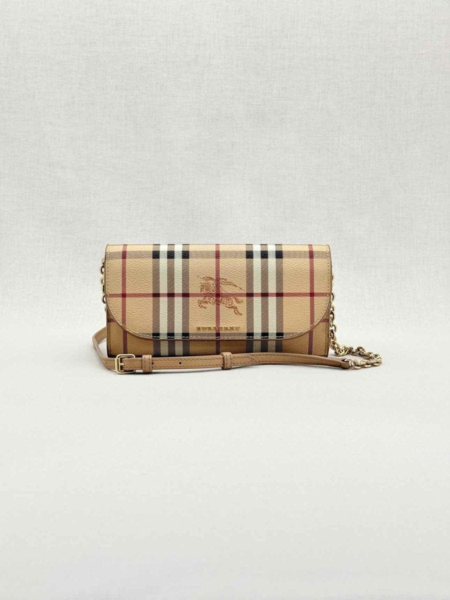 Burberry Wallet on Chain Beige Check Crossbody