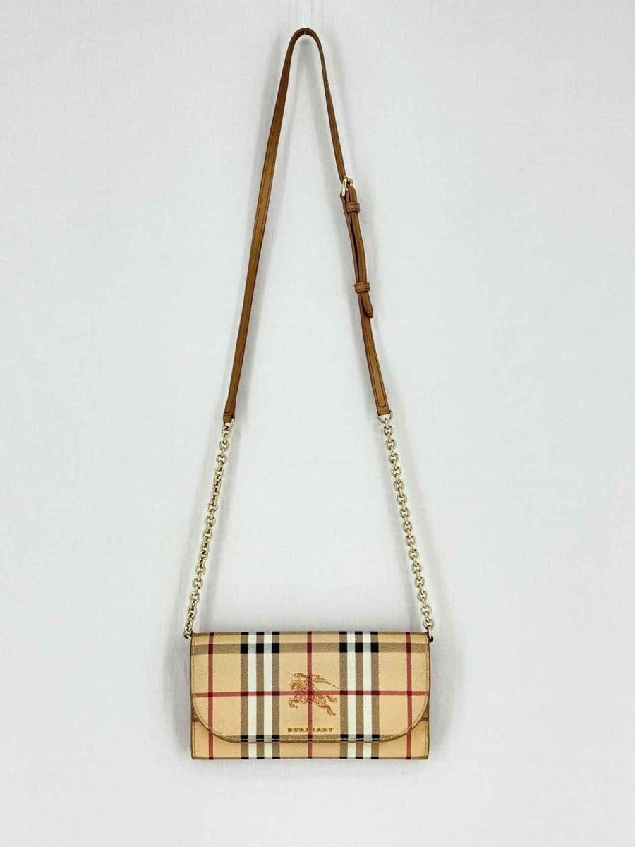 Burberry Wallet on Chain Beige Check Crossbody
