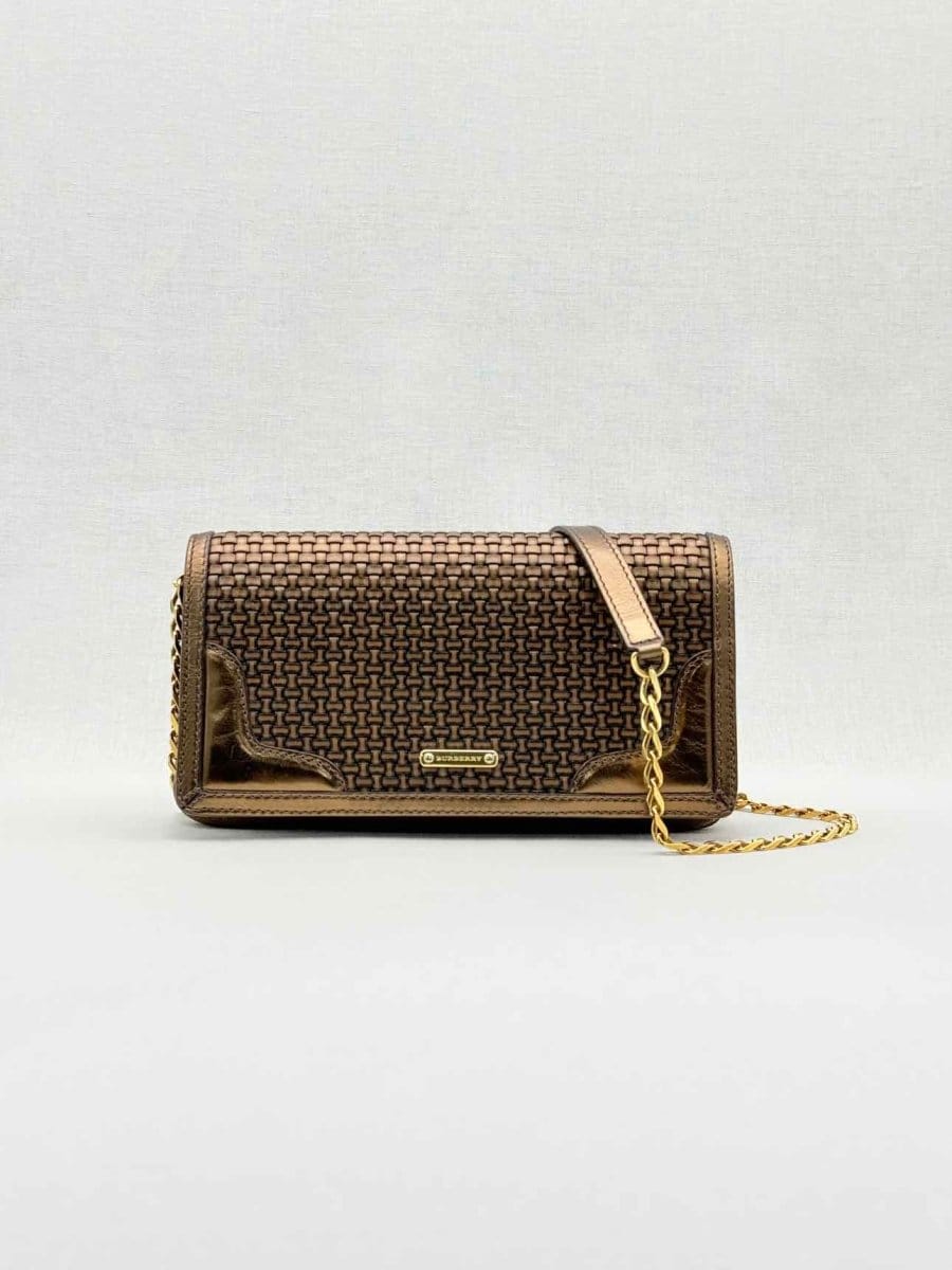 Burberry Wallet on Chain Brown Latticing Crossbody